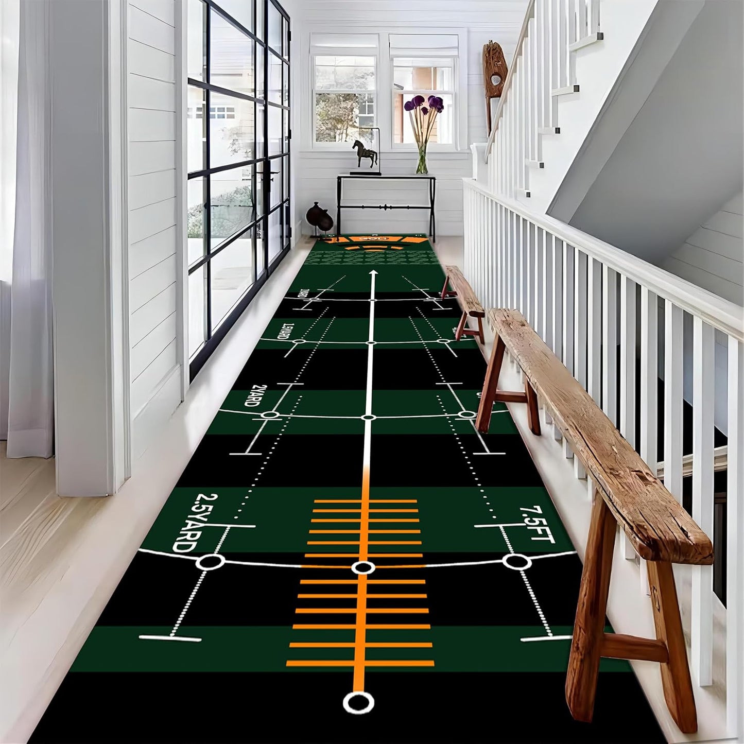 Sports Golf Runner for Entryway, 2x8ft, Golf Course Bedroom Rug, Cozy Soft Home Decor Absorbent Kids Carpet, Foldable Washable Breathable Anti-Slip Rug for Front Door Dining Room
