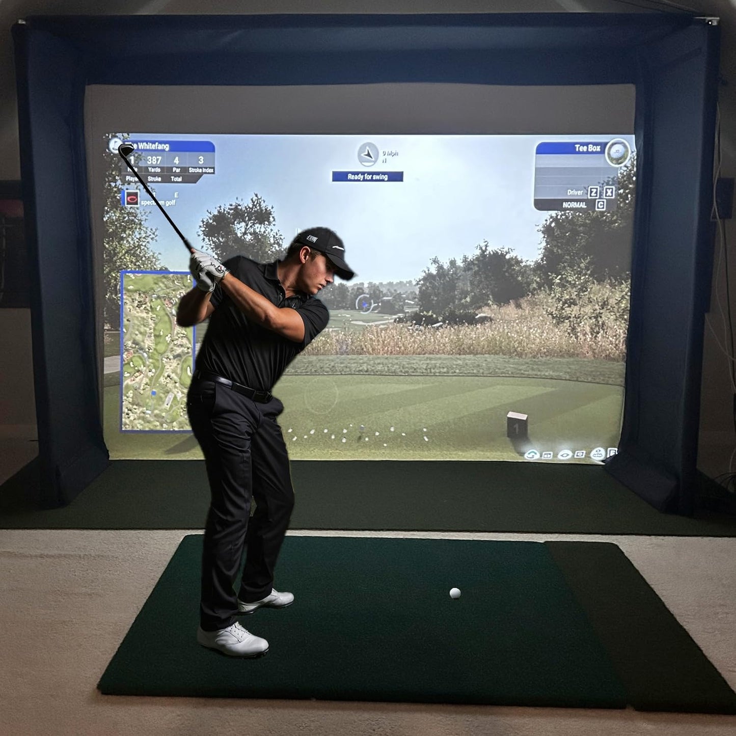Spectrum Golf Simulator Golf Impact Screen **Poly Spacer Golf Simulator Screen Material**Black Border with Grommets