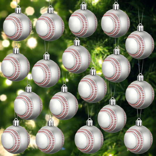 Leitee 18 Pcs Christmas Plastic Baseball 2.36 Inch Xmas Tree Ornaments with Hanging Loop Sports Theme Decorative Hanging Ornaments for Holiday Party Christmas Tree Home