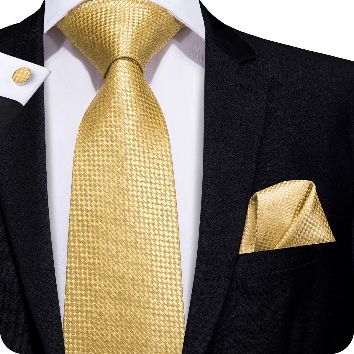 Hi-Tie Men 63inches Tie Set Extra Long Necktie Paisley Tie Pocket Suqare Cufflinks Big and Tall Men Tie