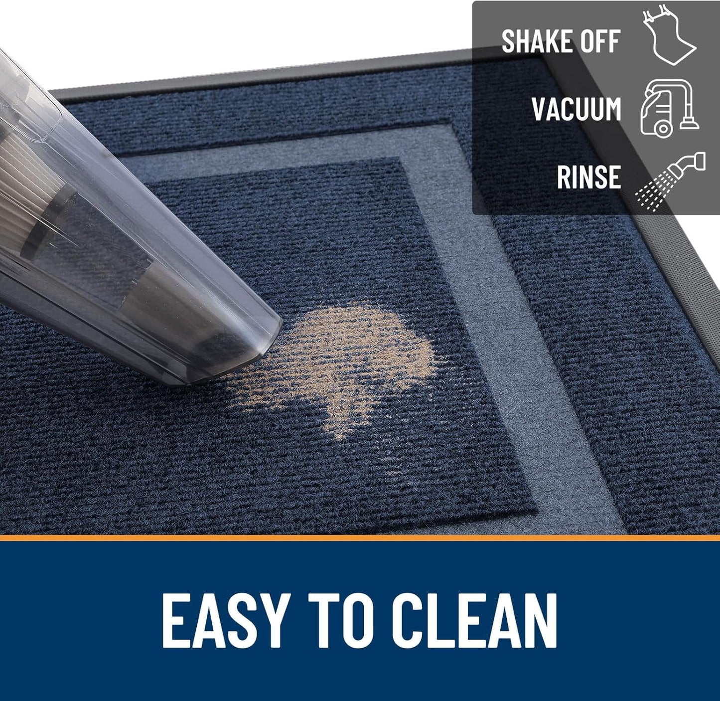 OLANLY Front Door Mat Indoor Outdoor Entrance, Waterproof All-Season, All-Weather Doormat, Sturdy Natural Rubber, Fade Resistant, Low Profile, Easy Clean Patio Porch Entryway Mat, 47x17, Blue