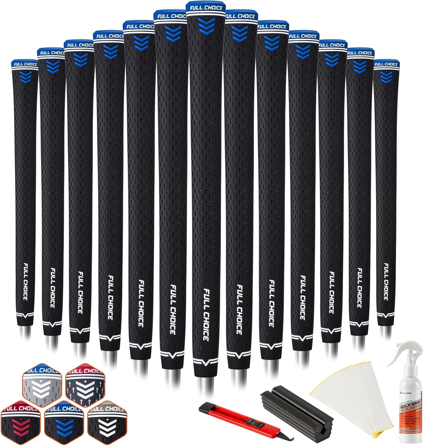Rubber Golf Grips 13 Pack, Concise Fashion Design, Non-slip, Choose from 13 Grips Set or 13 Grips with Regripping Kit, Standard/Mid/Jumbo Size, 5 Colors Available, RG02 Golf Club Grips