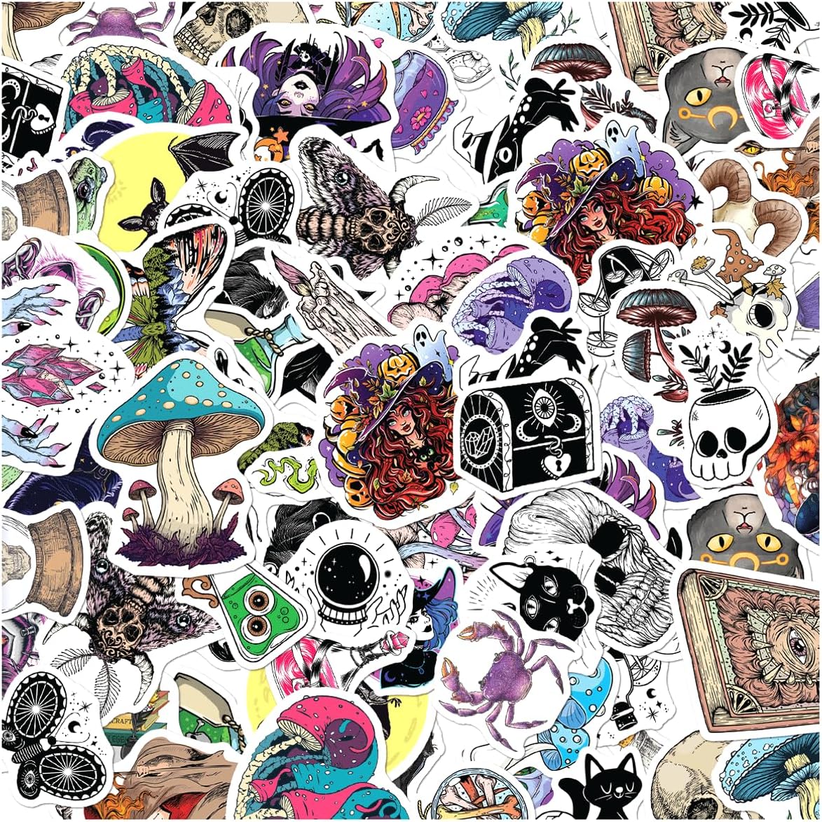 Witch Magic Fantasy Vinyl Stickers Pack 50pcs for Laptop Water Bottle Scrapbook Phone Case Halloween Gothic Decoration Bedroom Wall Skateboard Hard Bike Motorcycle Bumper
