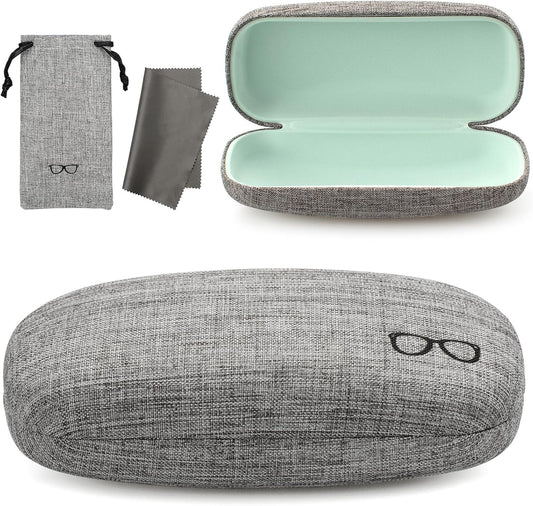 Vemiss Hard Shell Eyeglasses Cases, Linen Fabrics Protector Sunglasses Case, Large Glasses Case