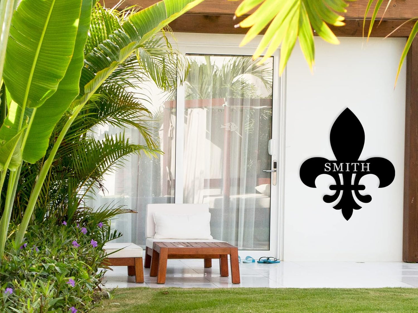 Personalized Fleur de Lis Metal Wall Sign, Personalized Metal Sign, Custom Fleur de Lis Name Signs,Last Name Signs, Custom Front Door Hanger,Wedding Gift