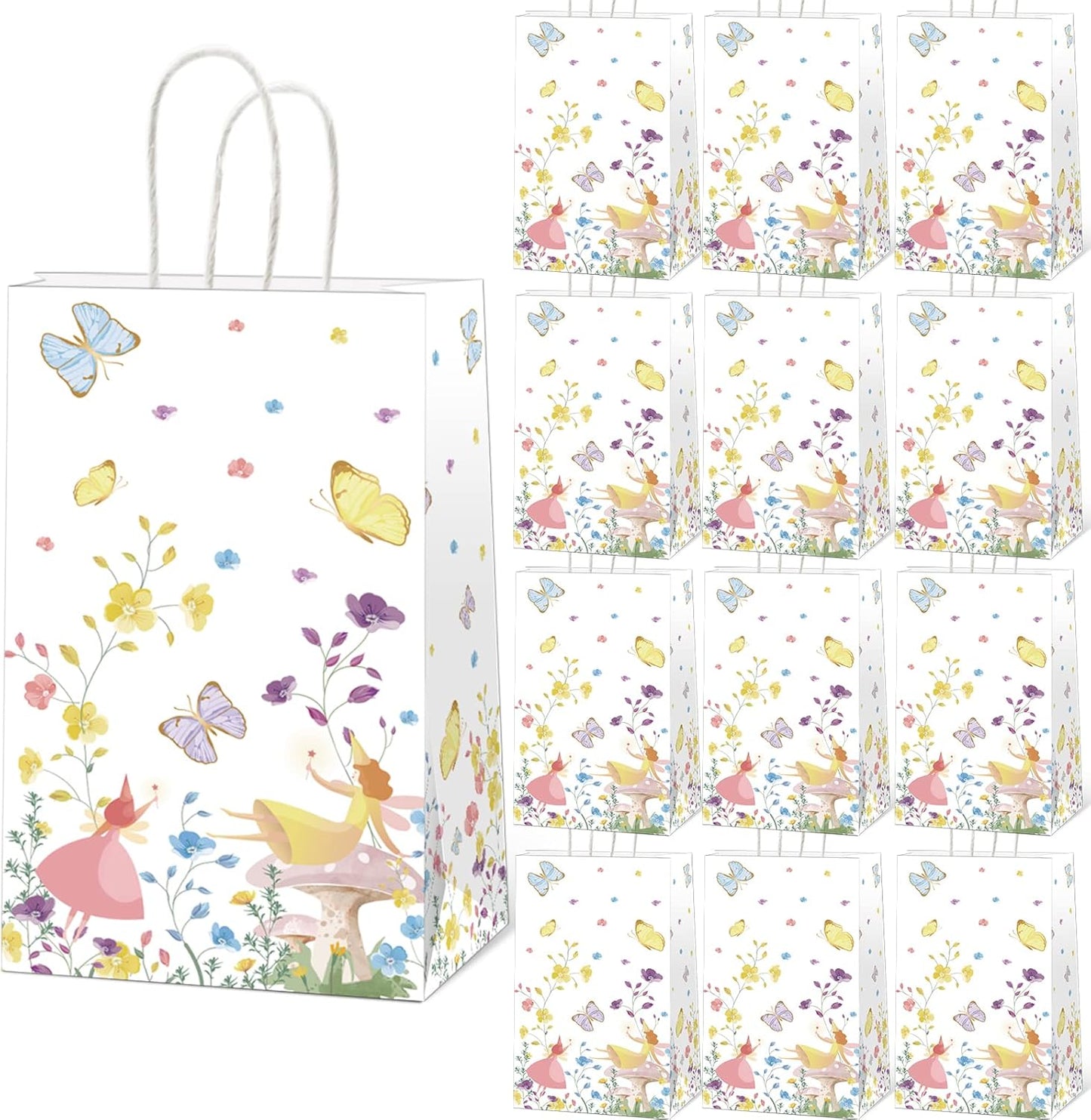 gisgfim 12pcs Truly Fairy Paper Treat Bags with Handles Talking Party Supplies Bags Tea Luncheon Garden Birthday Party Decoration Supplies