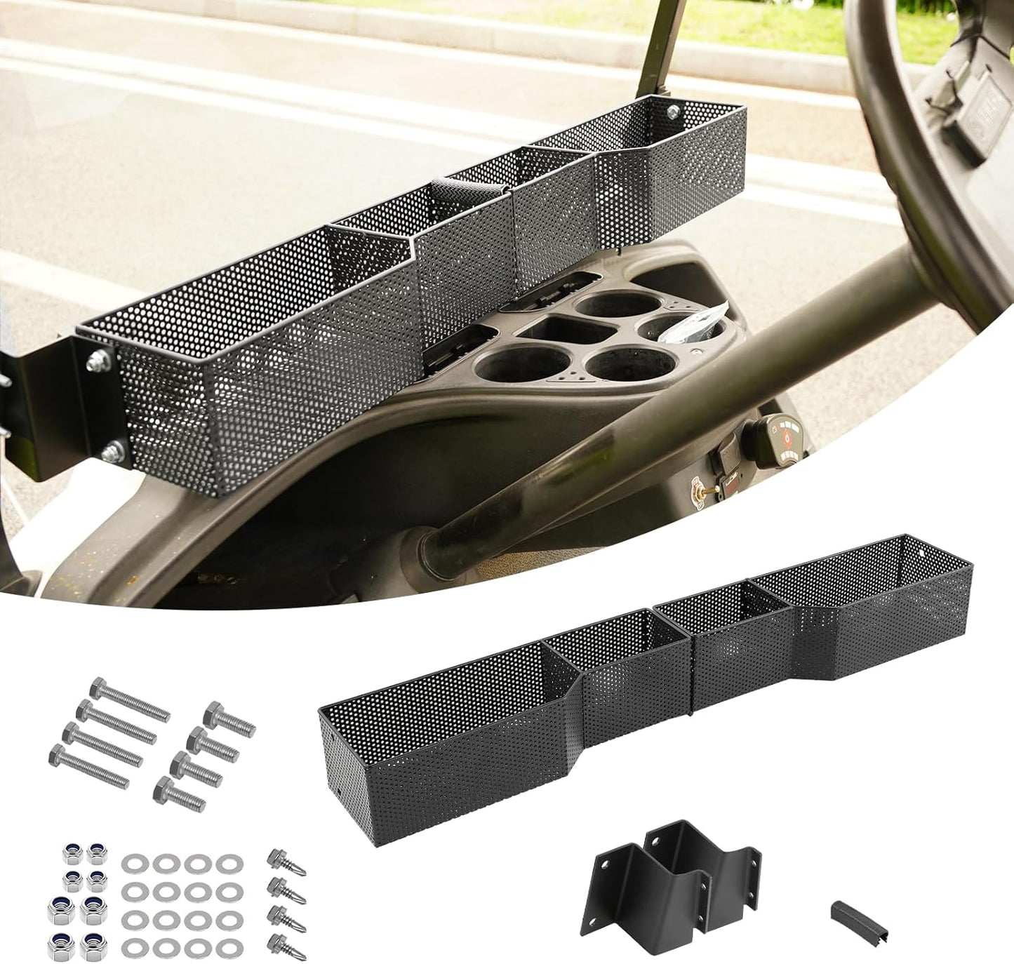 XUANYUDG0769 Golf Cart Front Inner Basket Mesh Storage Tray Organizer Extended Additional Storage for Golf Carts