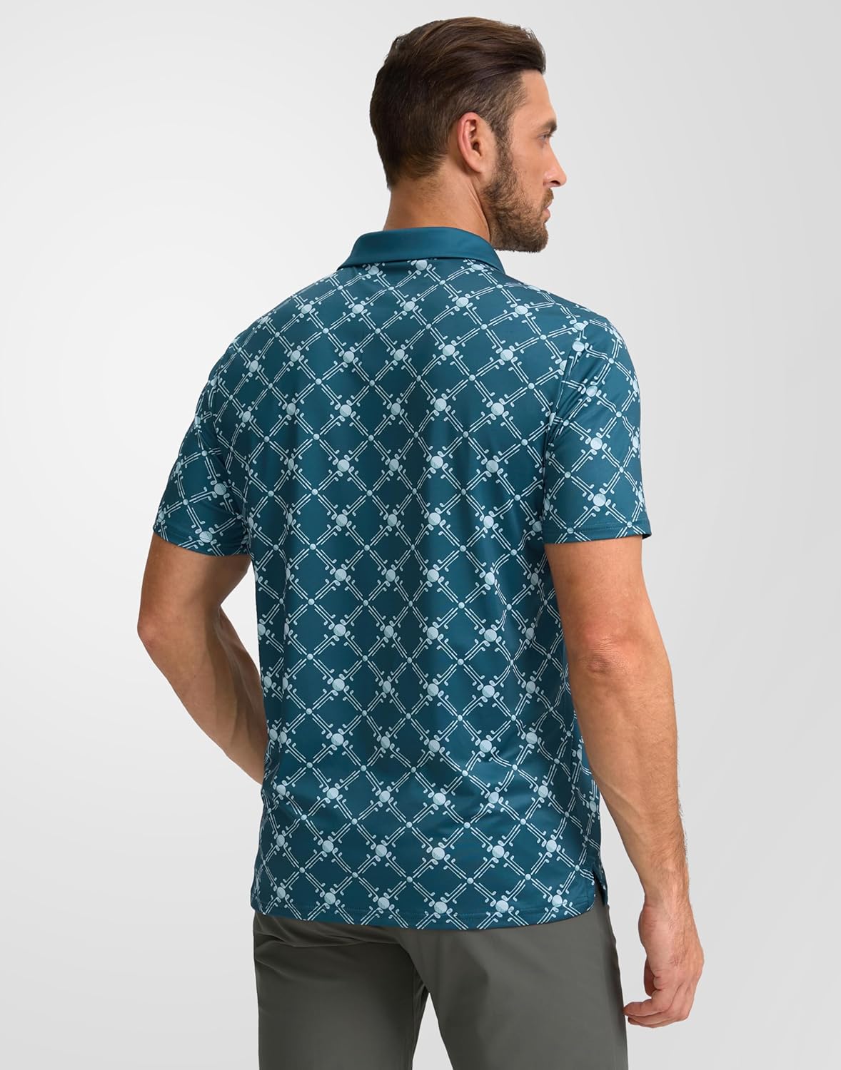 Obla Mens Golf Polo Shirts Short Sleeve Dry Fit Performance Moisture Wicking Casual Print Collared Golf Shirts for Men