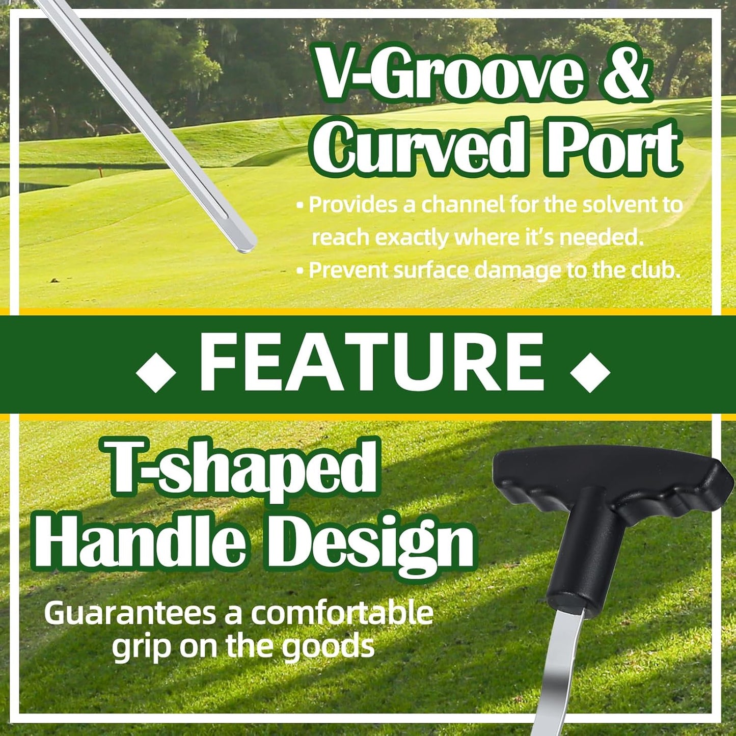 Golf Grip Removal Tool, 12" V-Groove Grip Remover Saver for Standard Length Swinging Grips, High-Carbon Steel Golf Club Regripping Kit, Golf Supplies, Golf Grip Kit, Grip Repair Tool