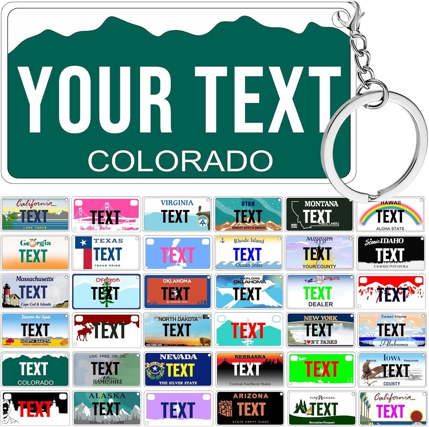 License Plate Keychain,Custom Colorado State License Plate Key Chains - Select from All 50 States - Personalized Customizable Car Tag Key Chain,Metal Customized Car Tag Keychain