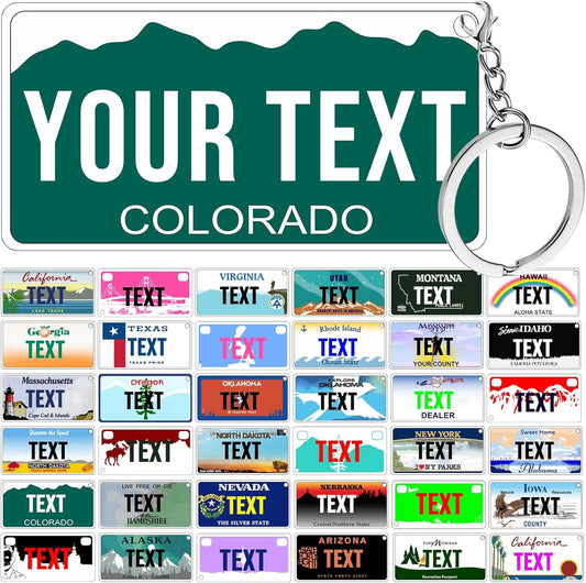 License Plate Keychain,Custom Colorado State License Plate Key Chains - Select from All 50 States - Personalized Customizable Car Tag Key Chain,Metal Customized Car Tag Keychain