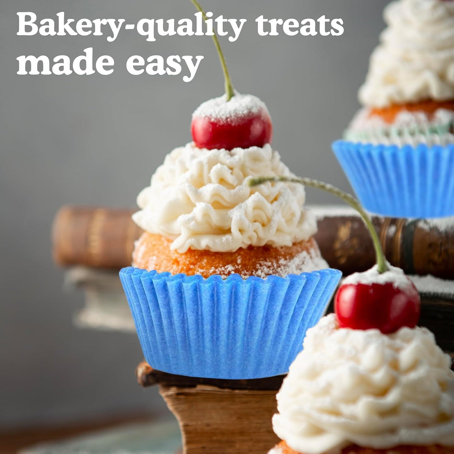 Regency Wraps Greaseproof Professional Grade Baking Cups, Pack of 40, Standard Liners, Light Blue Solid, for Cupcakes, Muffins, Candy, Non Stick