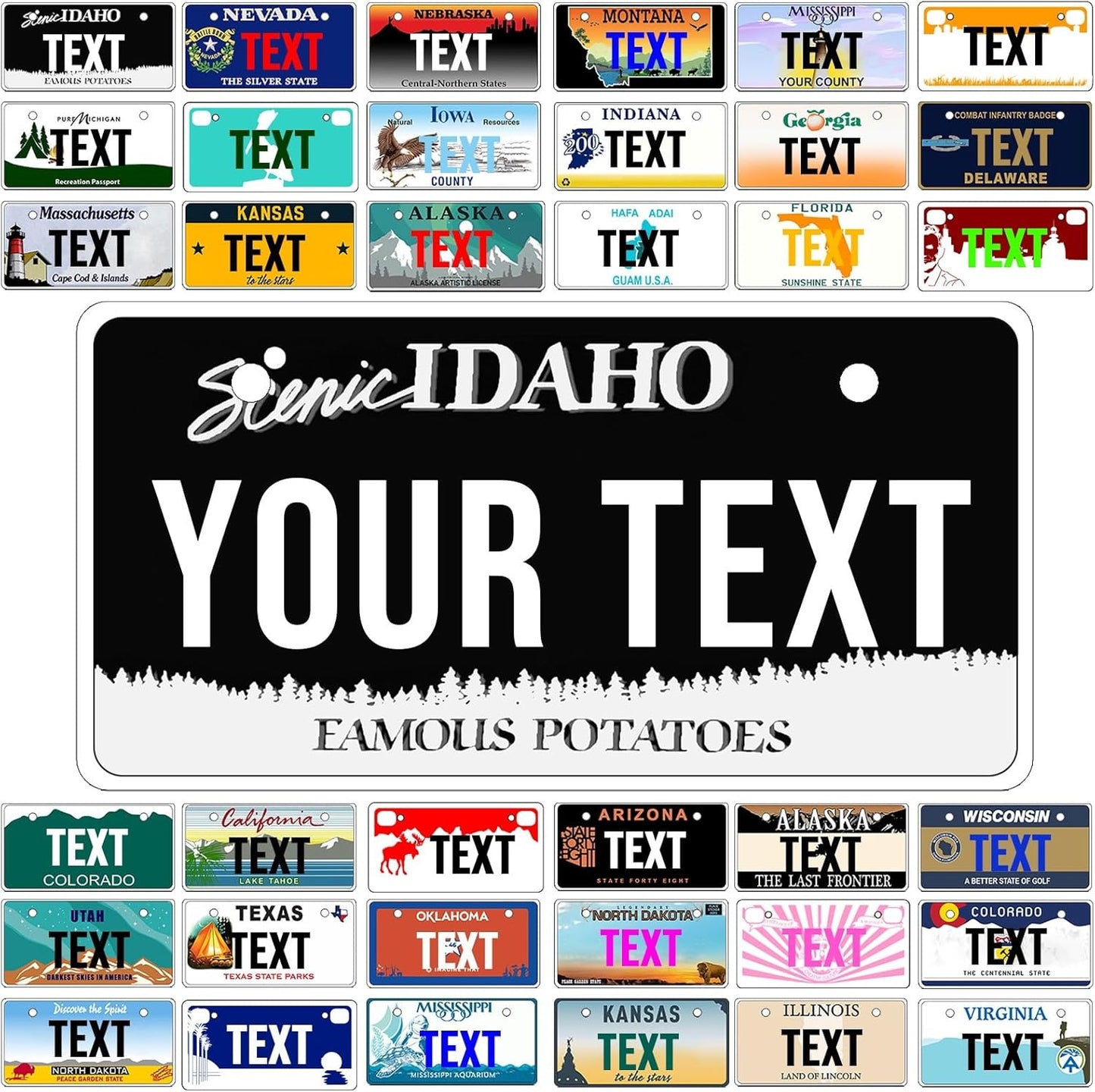 Custom Mini License Plate,Personalized Idaho Bike License Plate - Select from All 50 States,3 Sizes - Customized Customizable State Car Tag Plates for Kids Bike, Bicycle,Toy Car,4x2 Inch