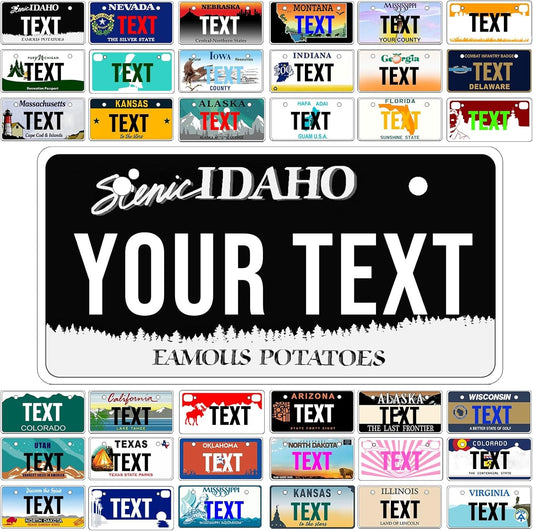 Custom Mini License Plate,Personalized Idaho Bike License Plate - Select from All 50 States,3 Sizes - Customized Customizable State Car Tag Plates for Kids Bike, Bicycle,Toy Car,4x2 Inch