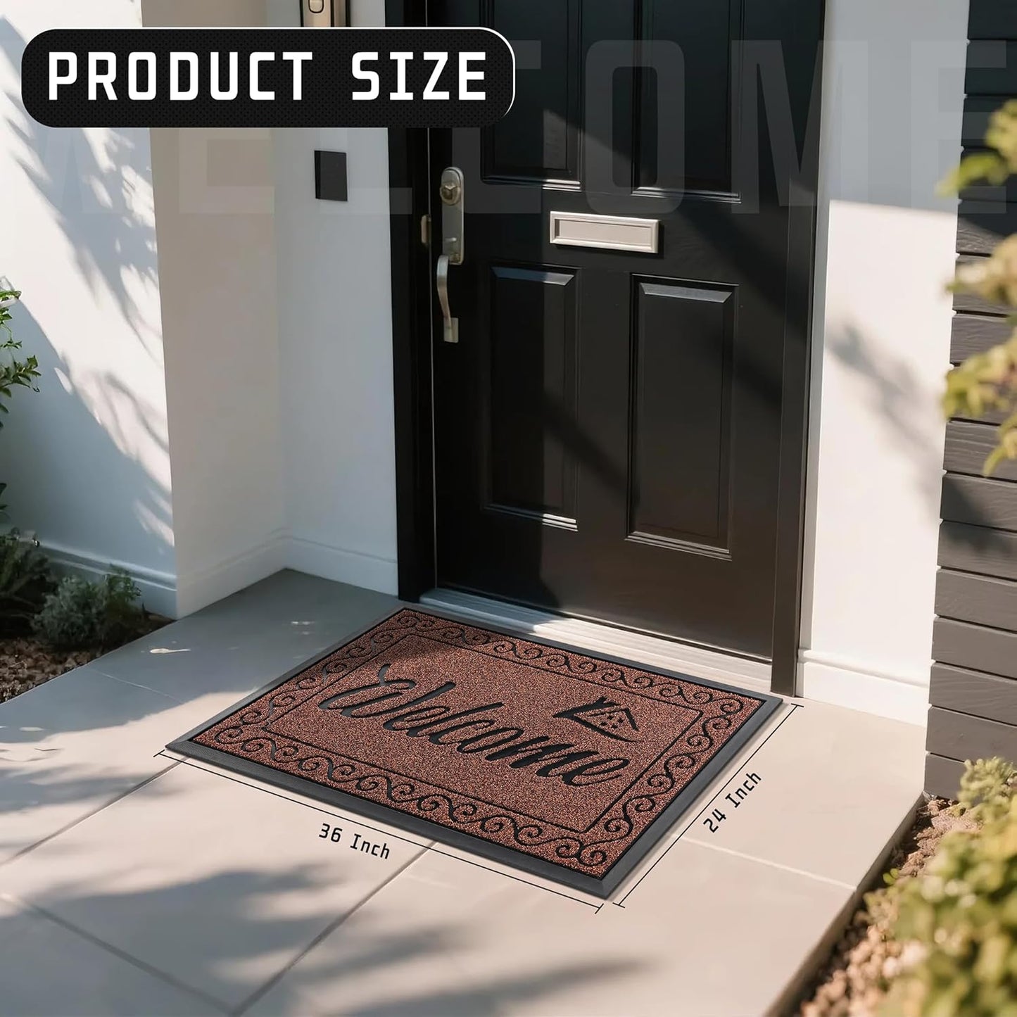 Yimobra Welcome Mat Outdoor Indoor, Waterproof Heavy Duty Front Door Mat Outside Entrance, Extra Sturdy Non-Slip Doormat, Low Profile, Dirt Trapping, 36x24 Inches, Maroon