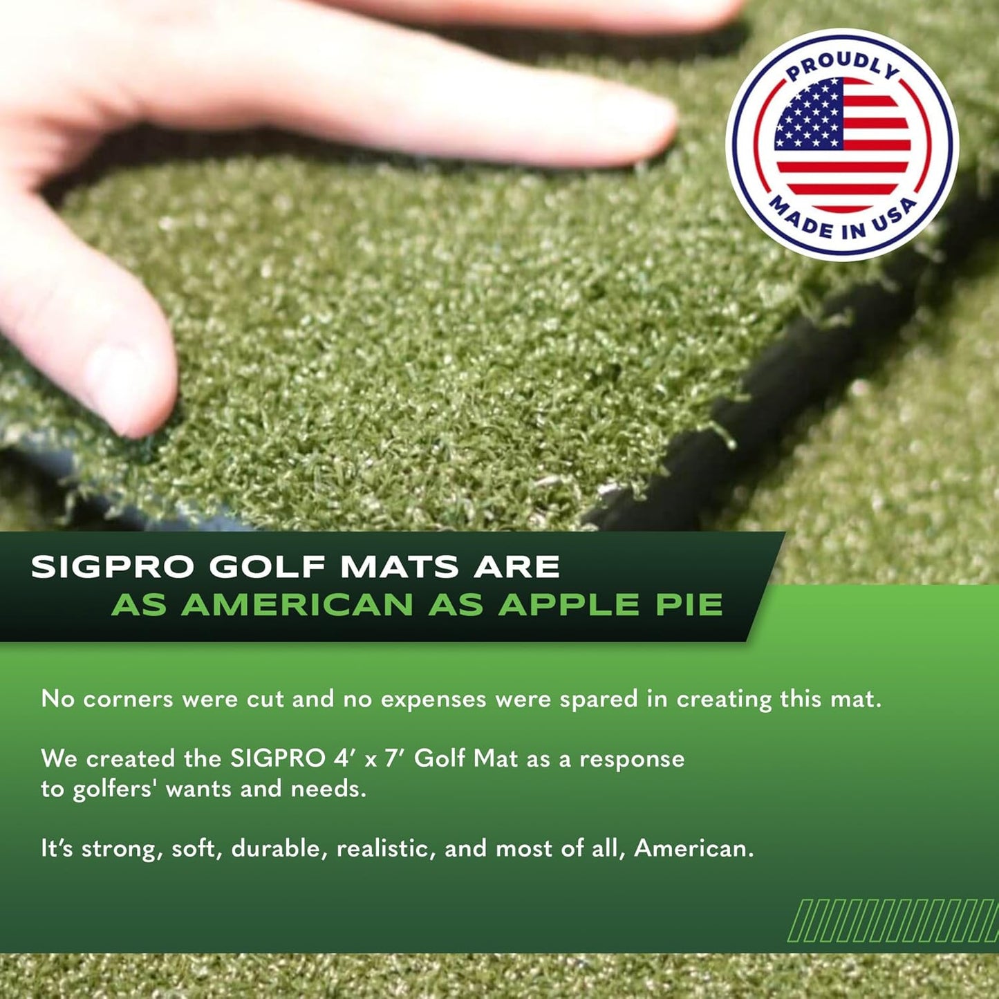 SIGPRO Softy Golf Mat - Premium Quality and Durable - for Realistic Indoor Golf Practice - Made in The USA