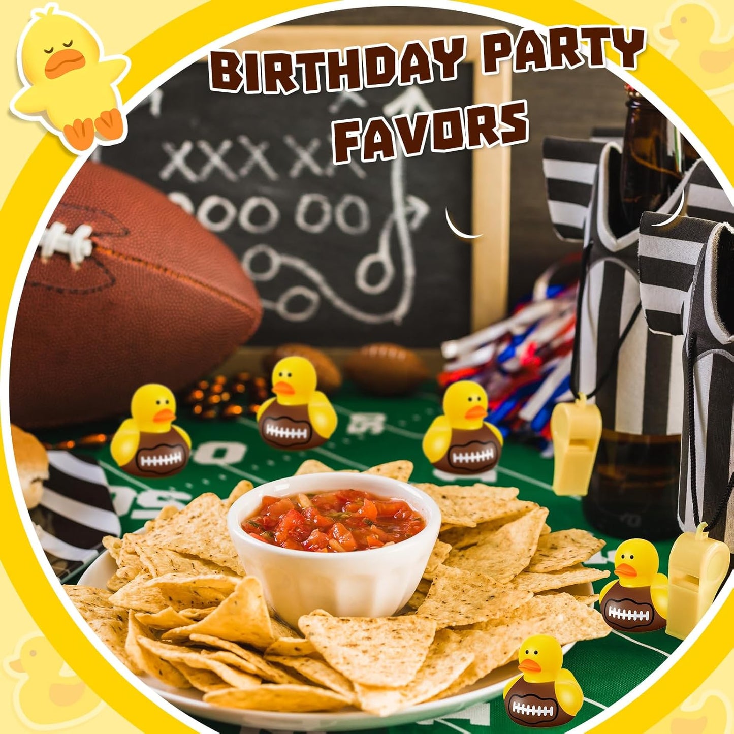 Deekin Rubber Duck 2 Inch Bulk Sport Party Favors for Team Events Game Day Decorations Birthday Party Decorations Club Player Gift(24 Pcs,Football)
