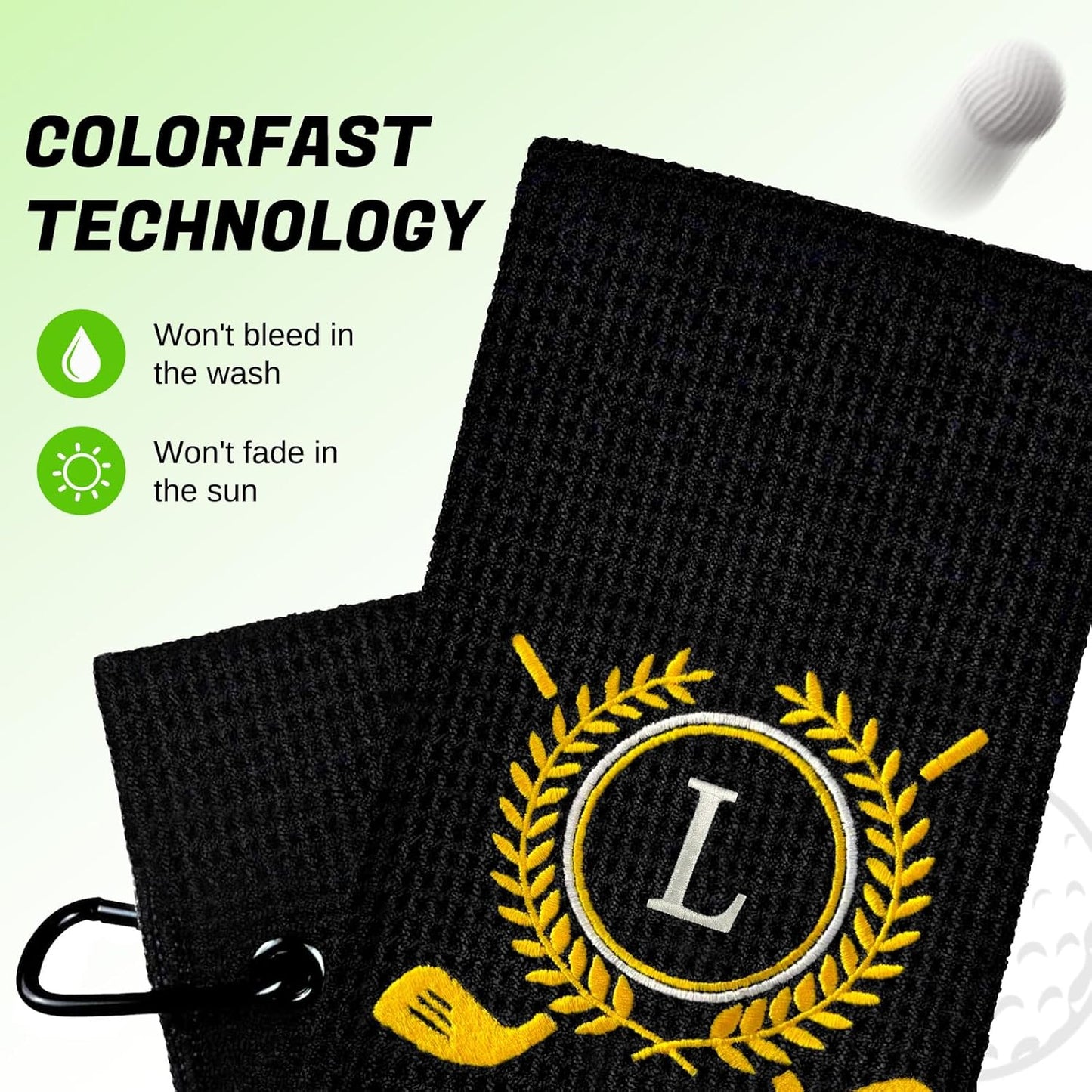 Personalized Golf Towels for Golf Bags - Microfiber Monogrammed Golf Towels for Men/Women, Retractable Brush Tool Kit with Club Groove Cleaner, Custom Golf Accessories for Golfers (Initial L)