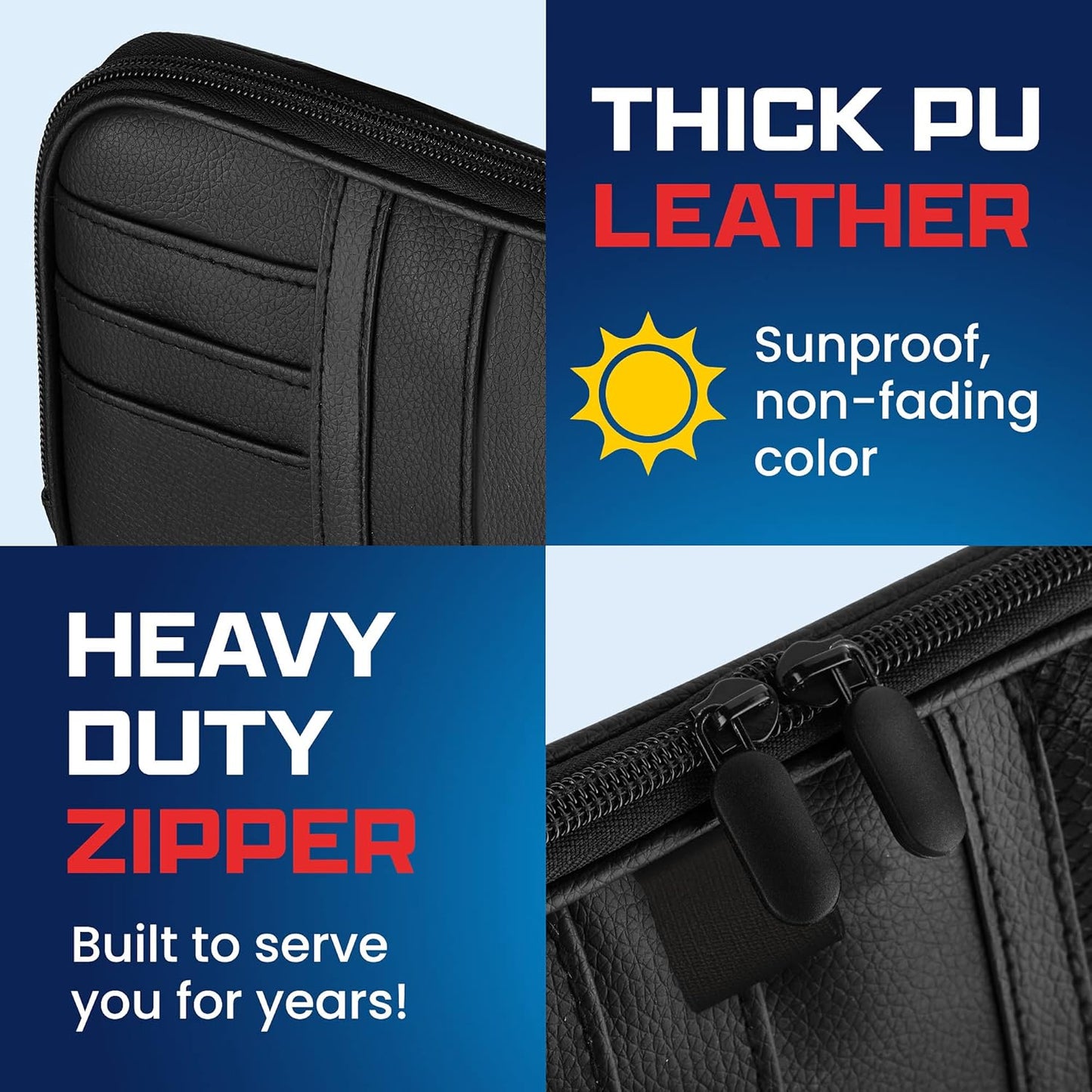 Car Sun Visor Organizer – Car, SUV, Truck Interior Accessories - Magnetic Glasses Holder & Full Length Horizontal Pockets, Allows Safe Driving - 12.2 X 6.1 In (Black (Upper Pen Holder))
