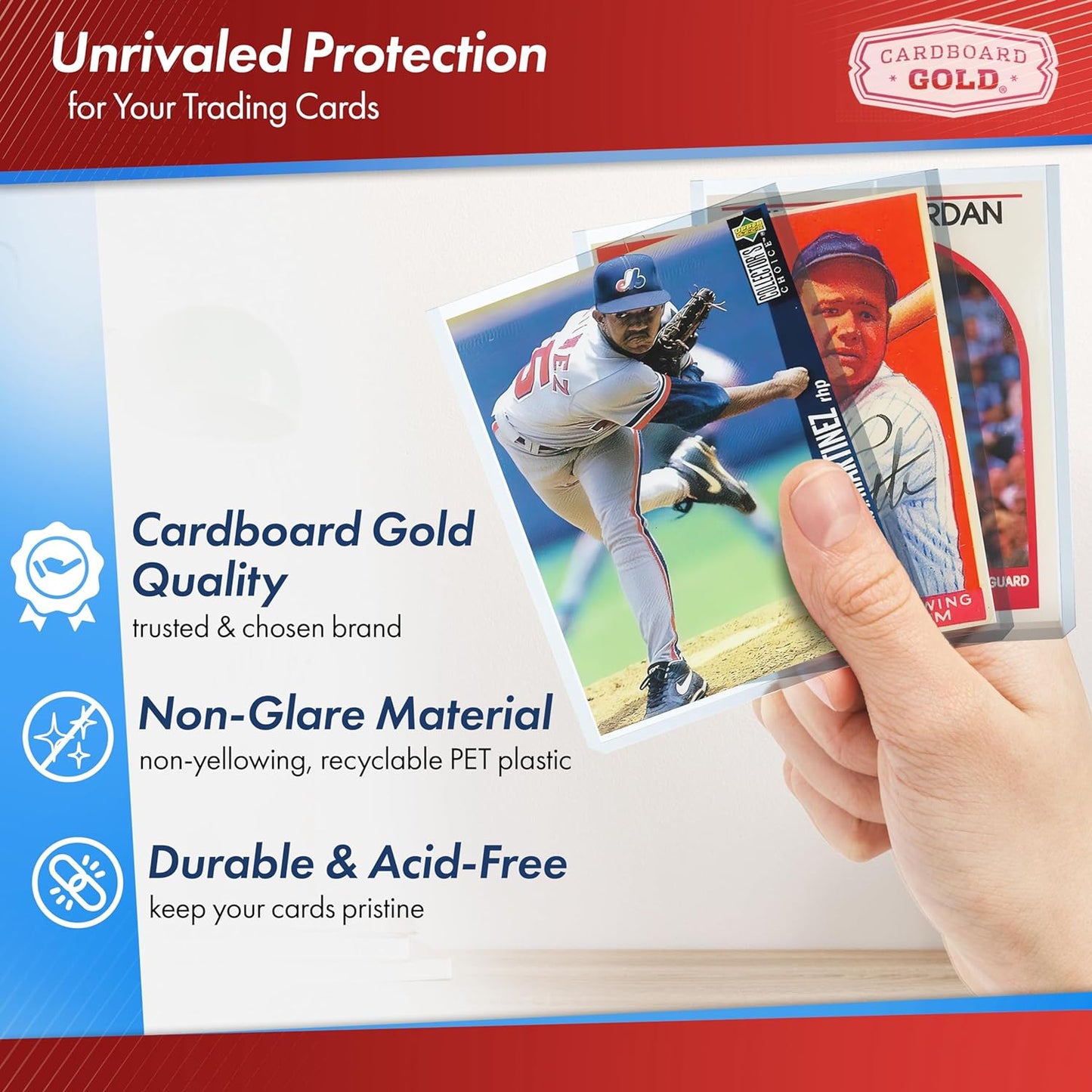 Cardboard Gold - 140pt Top Loaders for Cards - 20 Count - Premium 3x4 Inch Trading Card Toploaders - Protect Your Baseball and Sports Cards with These Crystal Clear Hard Plastic Sleeves Protectors