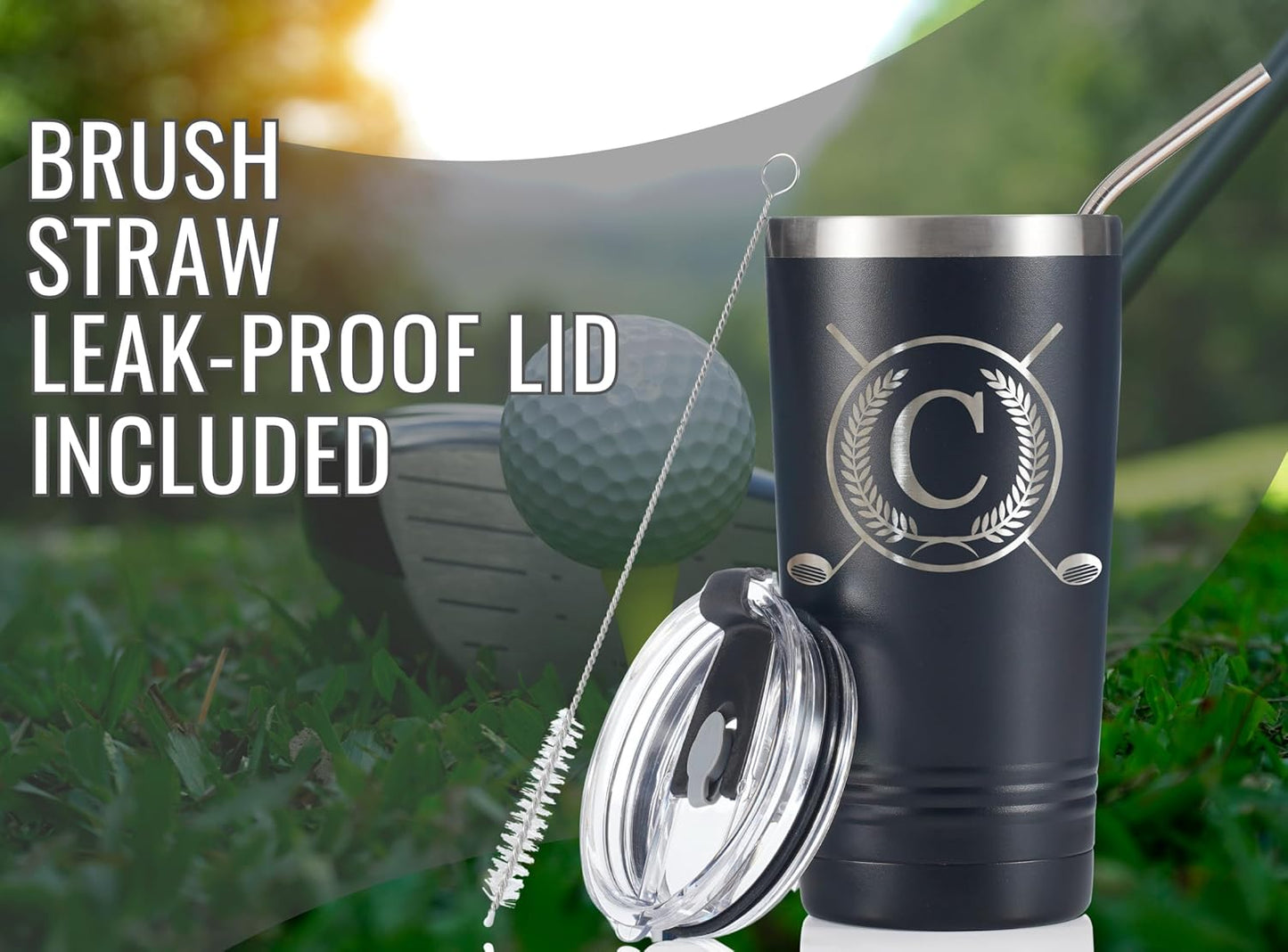 Onebttl Golf Gifts for Men with Initial for Golfer & Golf Lovers, 20oz Travel Mug, Perfect Gifts for Men, Birthday, Christmas - C