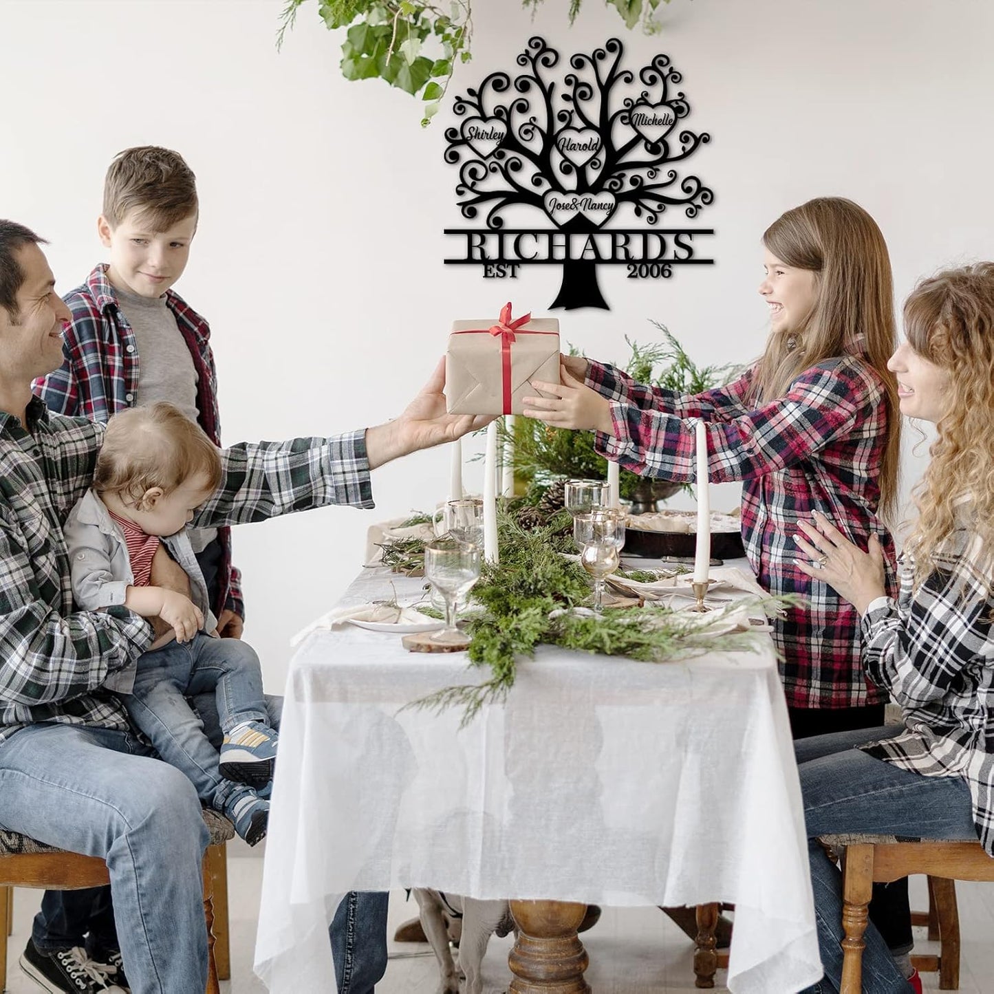 Personalized Tree of Life Metal Sign, Metal Sign with Kids Names, Personalized Family Name Gift, Family Keepsake 50 Year Anniversary for Mom Grandma, Custom Wall Decor