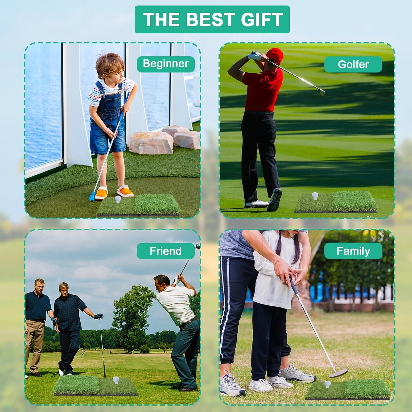 Golf Practice Mat Golf Hitting Mat Portable Training Matt Indoor Outdoor Chipping Putting Training Mats for Backyard Garage – Gift for Golfers, Beginners & Pros