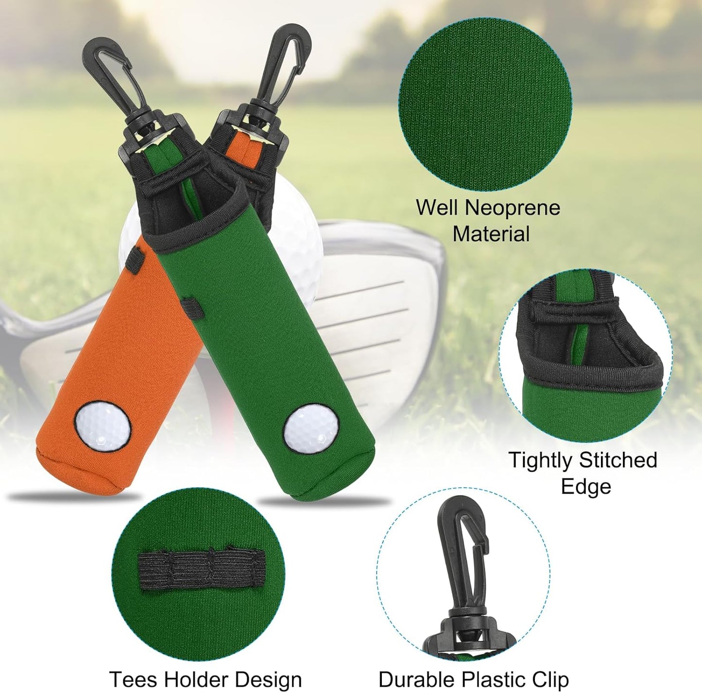 PATIKIL Golf Ball Carry Bag Golf Tee Holder Pouch Portable Neoprene Golf Ball Holder with Clip for Men and Women