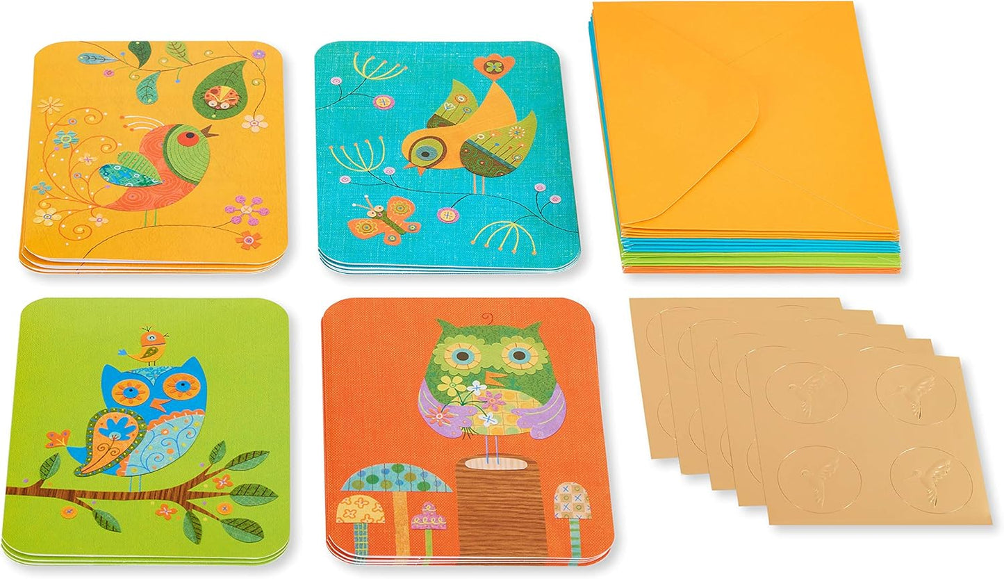 Papyrus Blank Cards with Envelopes, Owls and Birds (20-Count)