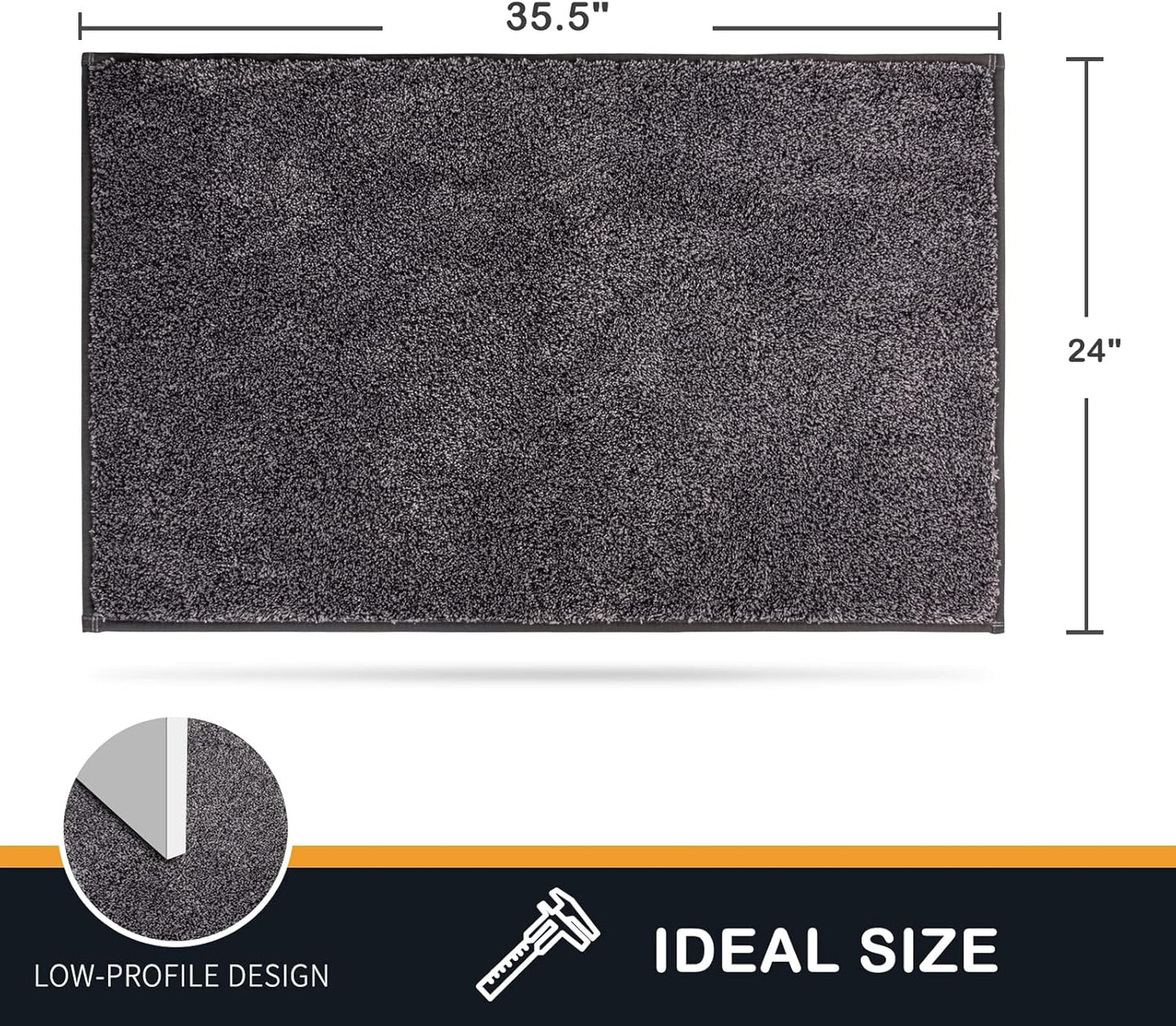 PURRUGS Dirt Trapping Door Mat 24" x 35.5", Non-Slip Machine Washable Entry Rug, Shoe Scraper, Dog Doormat, Super Absorbent Welcome Mat for Front & Back Door, Muddy Shoes & Paws, Light Grey-Dark Grey