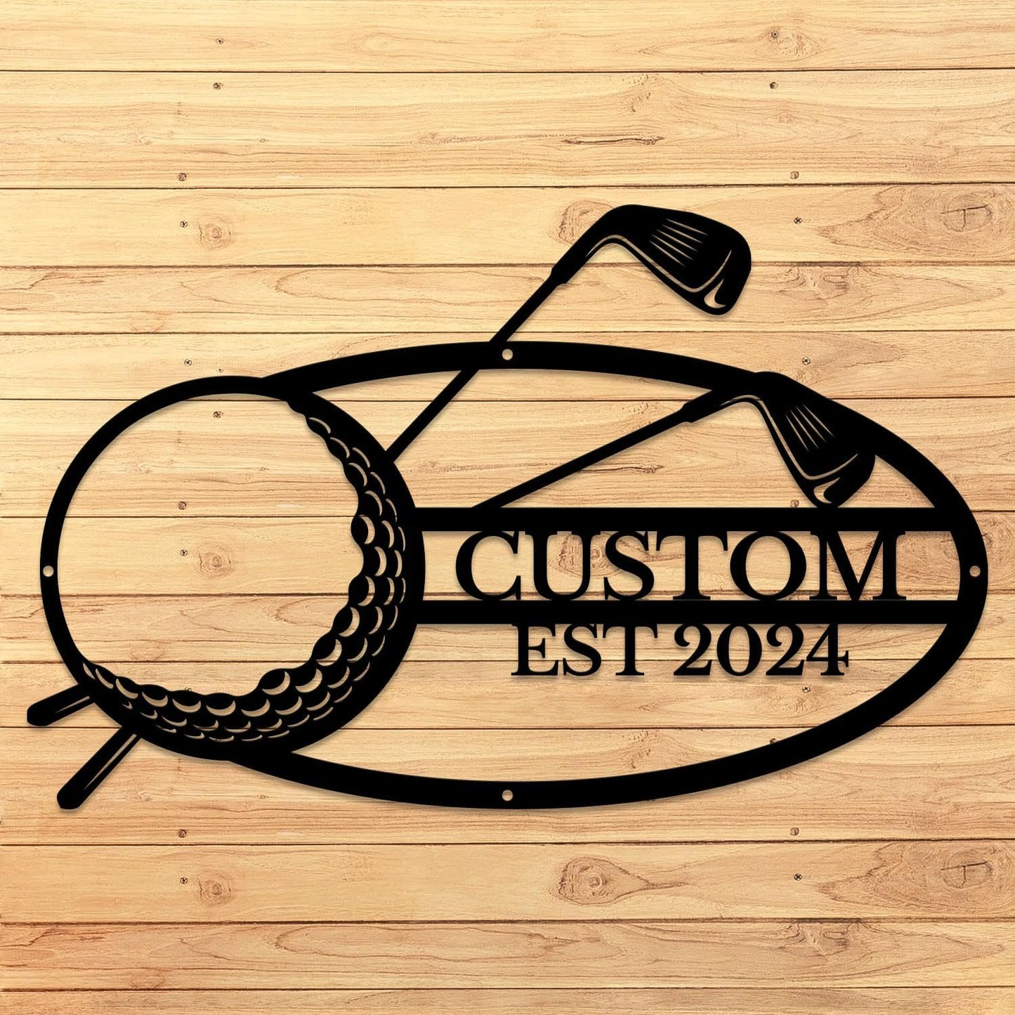 Golf Art Metal Signs,Custom Golf Metal Name Signs,Personalized Golf Signs,Black Golf Metal Wall Art Signs,Golfball Home Outdoor Metal Signs (Style L)