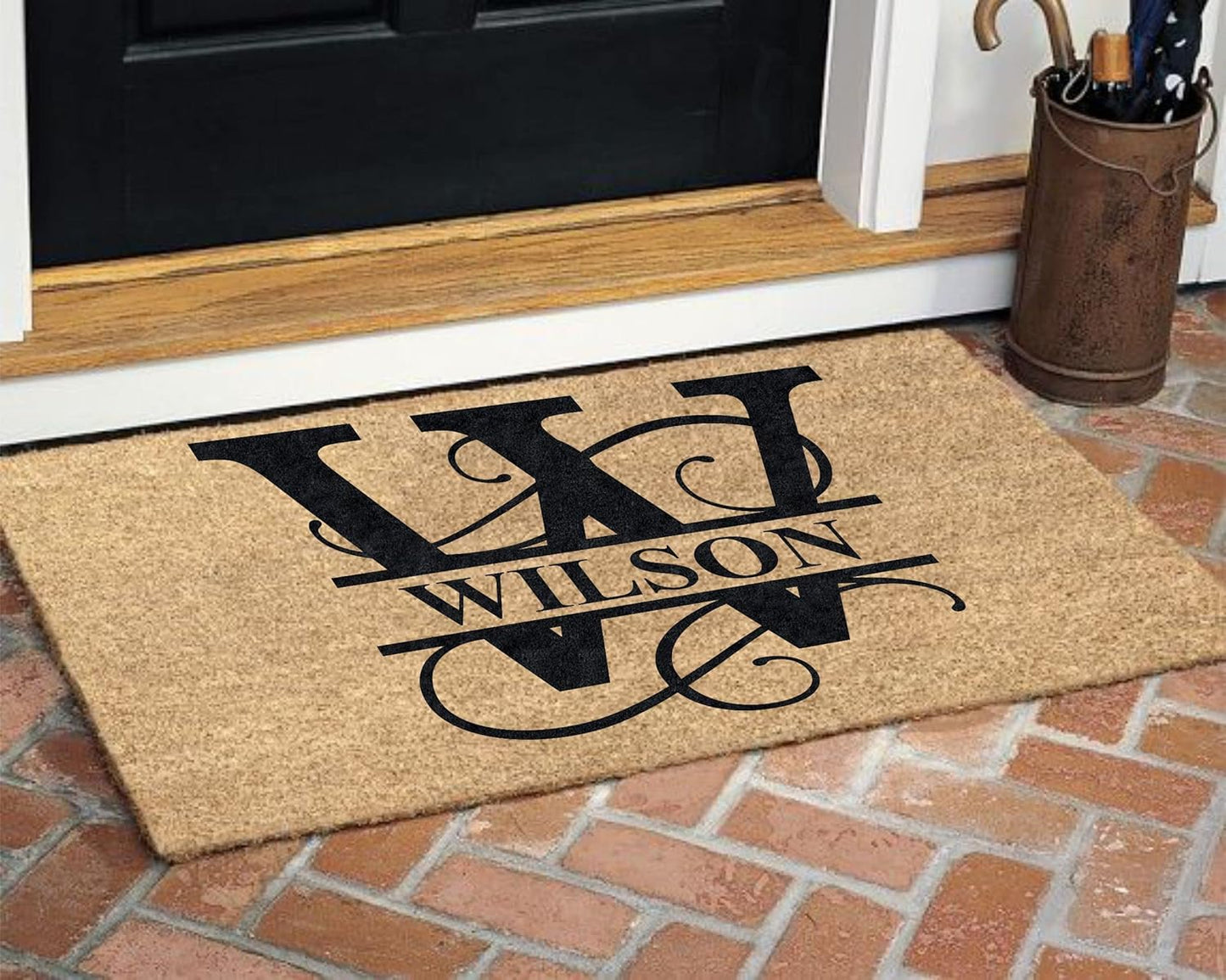 MRC Wood Products Personalized Split Monogram 16" x 24" Custom Doormat Door Mat for Front Door (16" x 24")