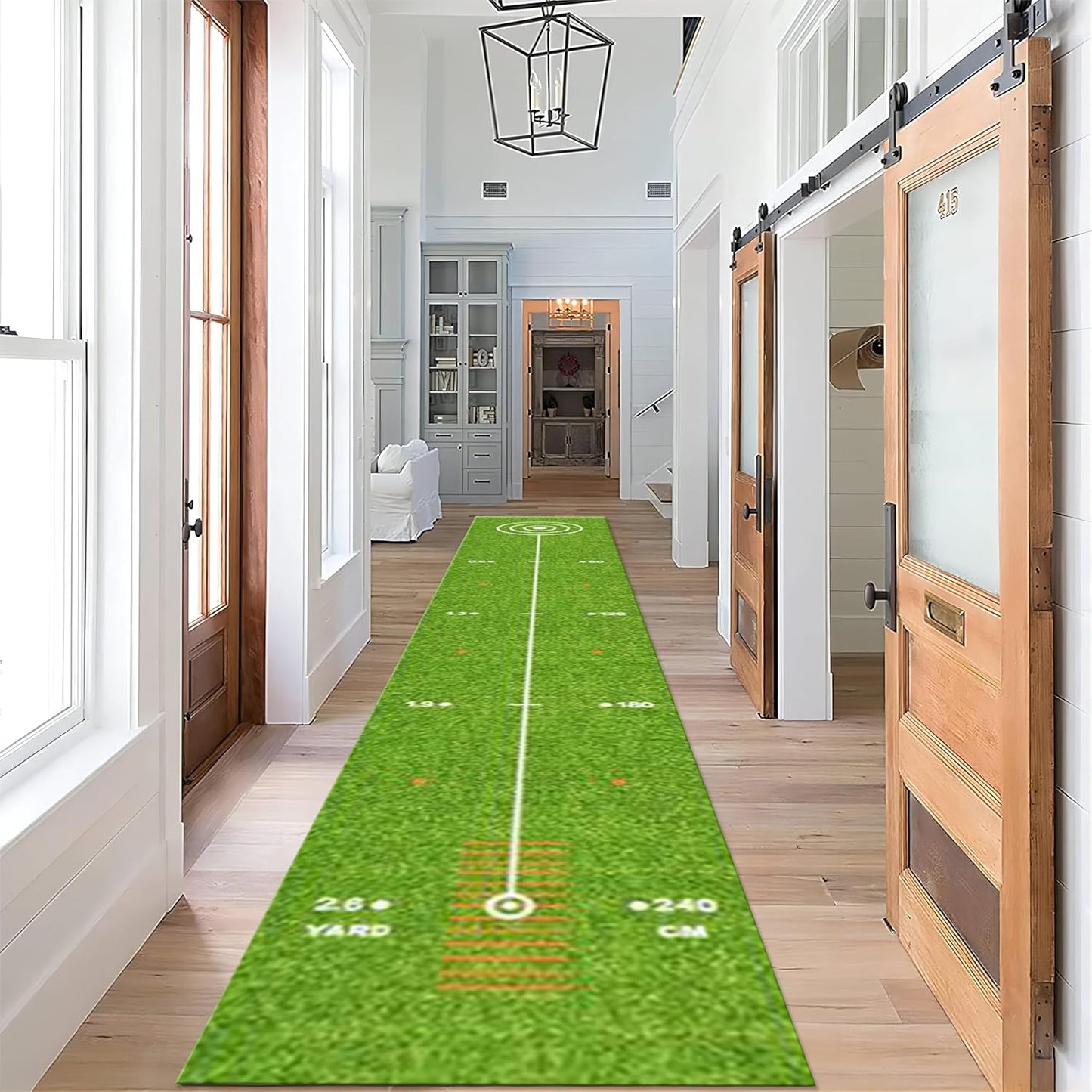 Golf Throw Carpet Runner for Entrance, 1.3x7ft, Sports Lawn Entrance Rug, Cozy Soft Home Decor Absorbent Kids Rugs, Foldable Washable Breathable Anti-Slip Rug for Front Door Dining Room