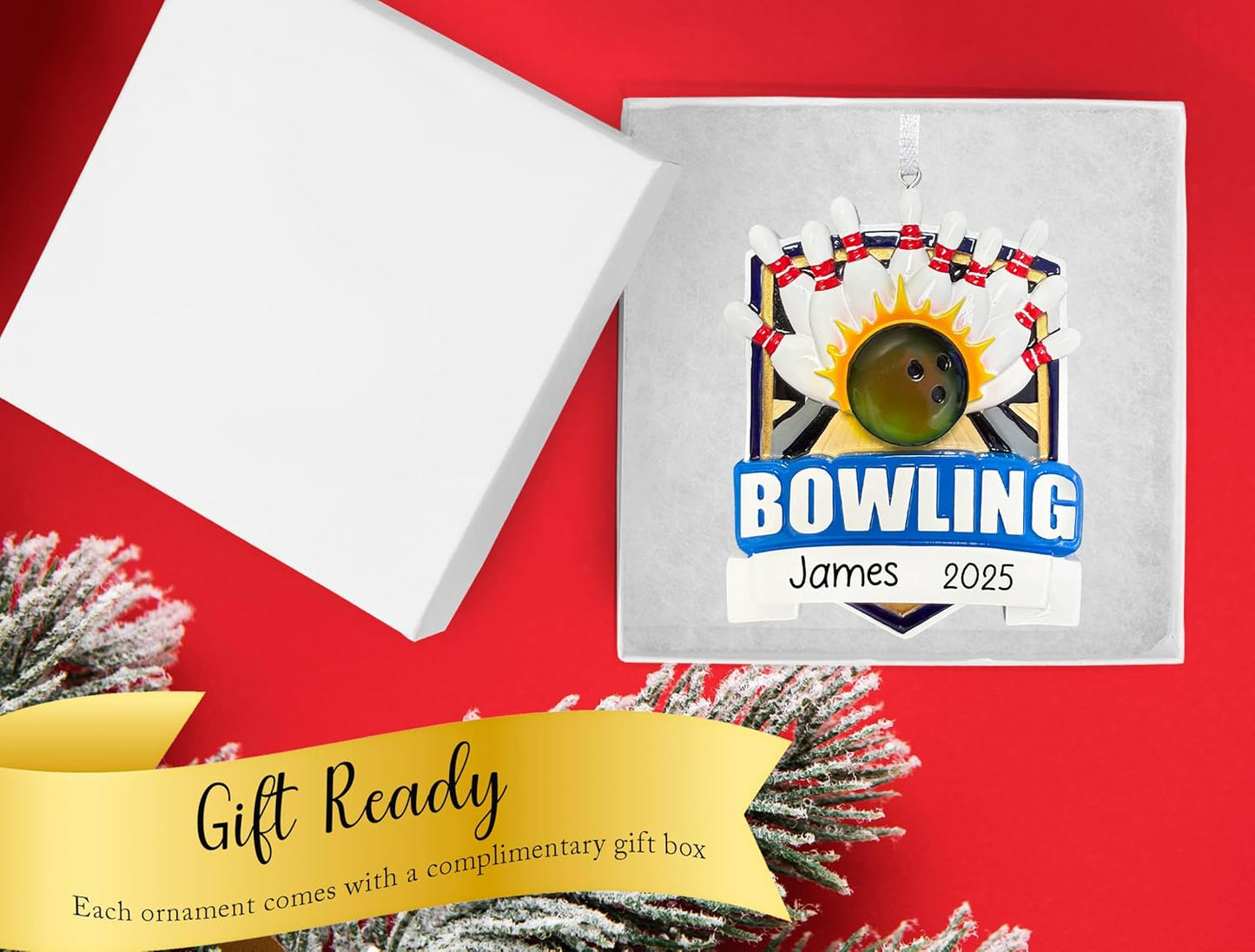 Personalized Bowling Christmas Ornament 2025 for Bowlers | Strike Knock Down Pins, Customized Bowling Ball and Pins for Xmas Tree | Unique Keepsake Gift - Custom Name & Year