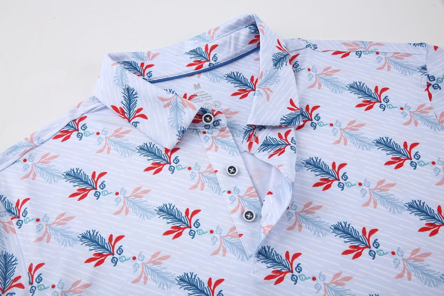 Alex Vando Mens Hawaiian Golf Shirt Moisture Wicking Digital Print Golf Shirts for Men