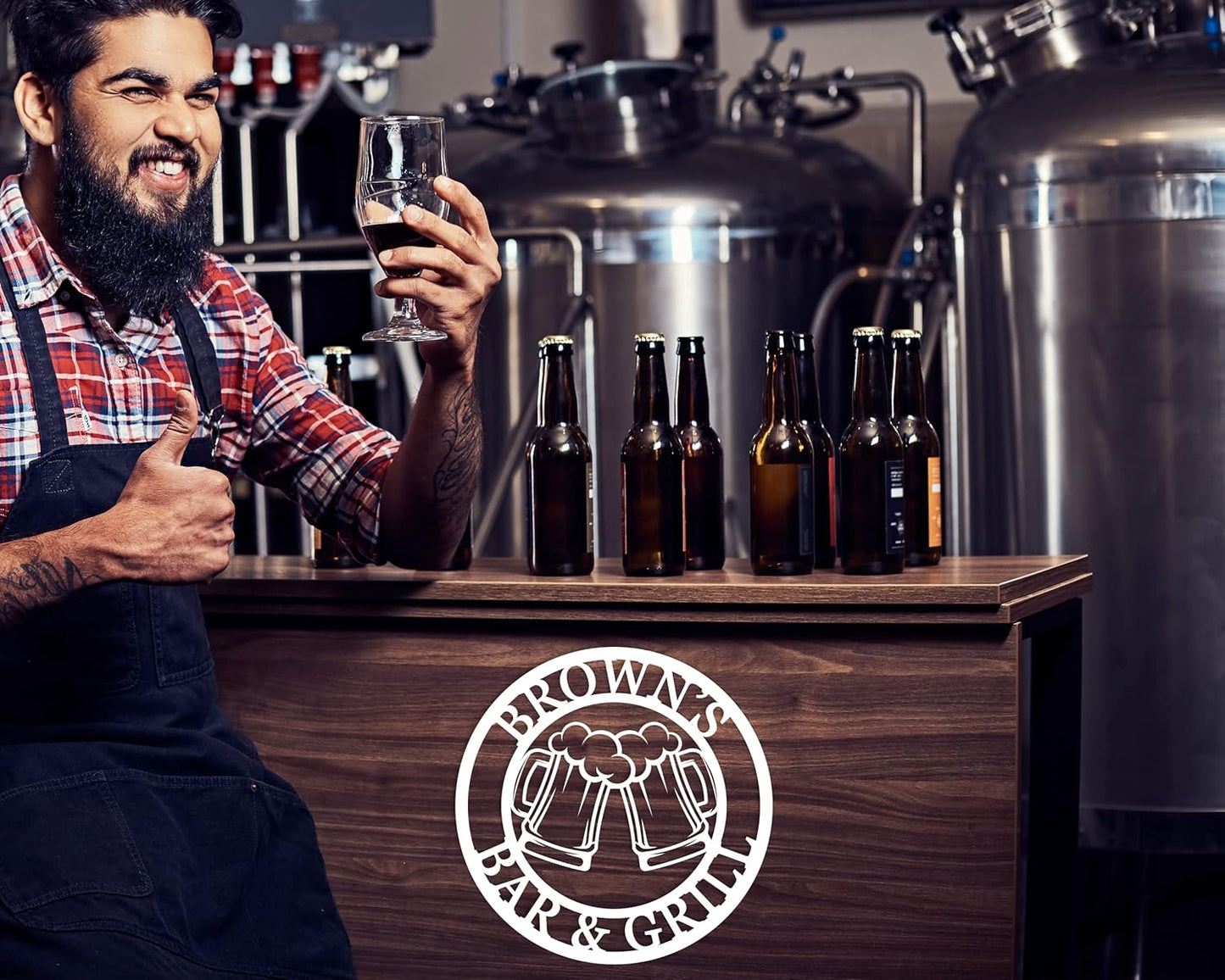 Personalized Brewery Metal Sign, Personalized Beer Mugs Metal sign, Custom Beer Room Decor