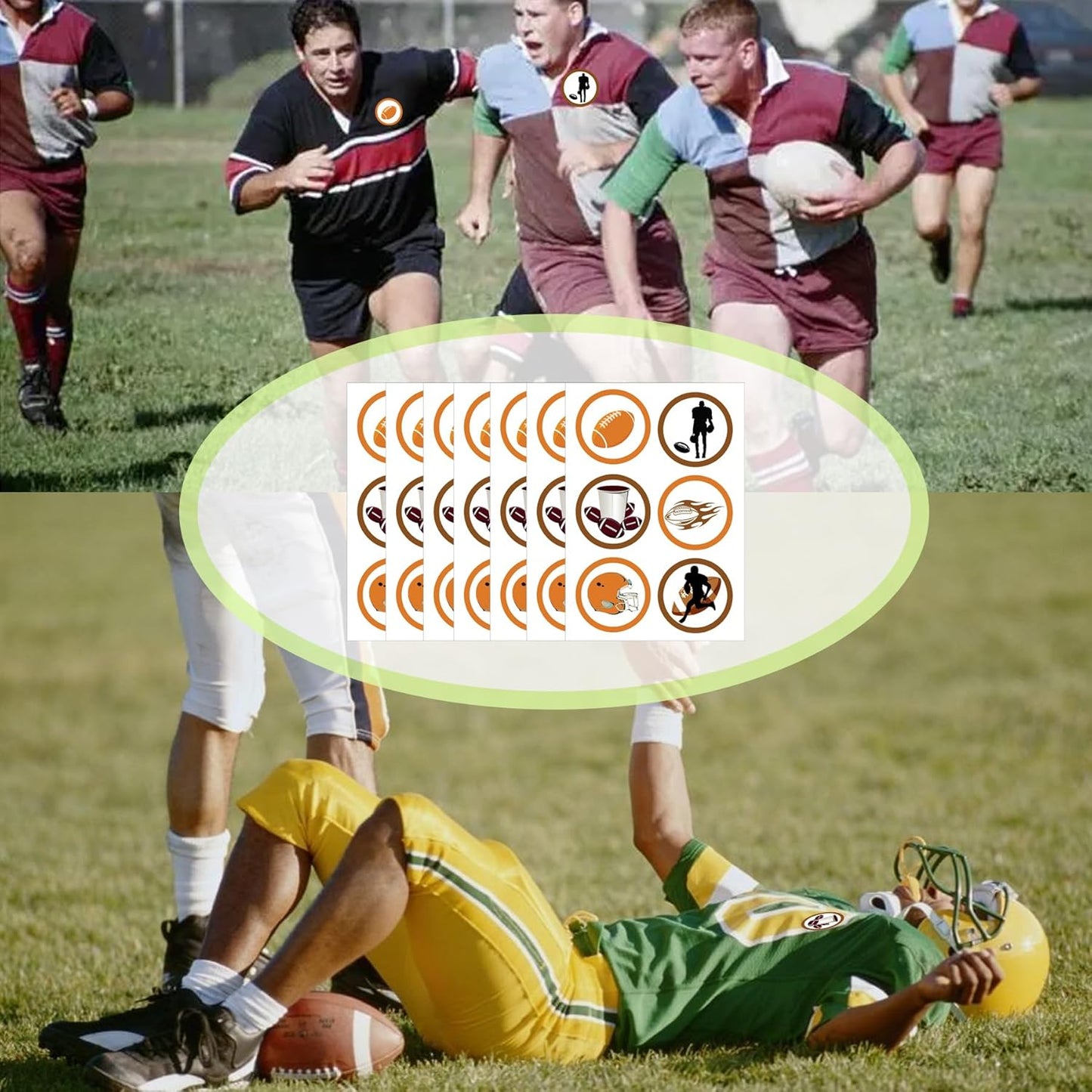 Football Sport Stickers Themed Party Decorations Labels 2 inch - Birthday Baby Shower Retirement Party Favors Football Labels for Scrapbooking Crafts 180 Pcs