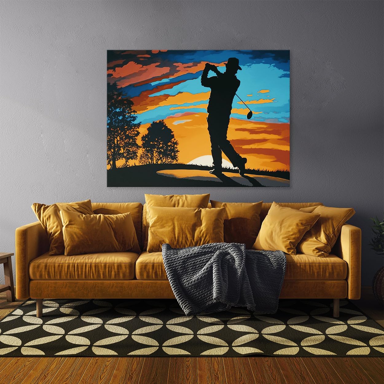 Sense Canvas Golf Golfer Sunrise Sunset 11 Canvas Art - Home Decor Wall Art Print Poster Painting Large 40x30 / 0.75"