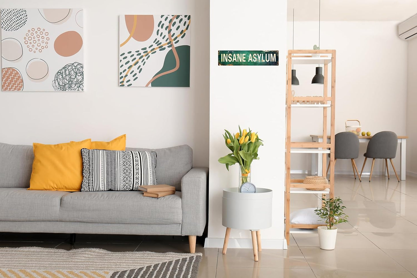 AWISZZZ Vintage Metal Tin Sign Retro Insane Asylum Signs Stylish Wall Art Plaques for Home Decor Bathroom Kitchen House and Gothic Wall Decor or as a Unique Poster 16x4 in