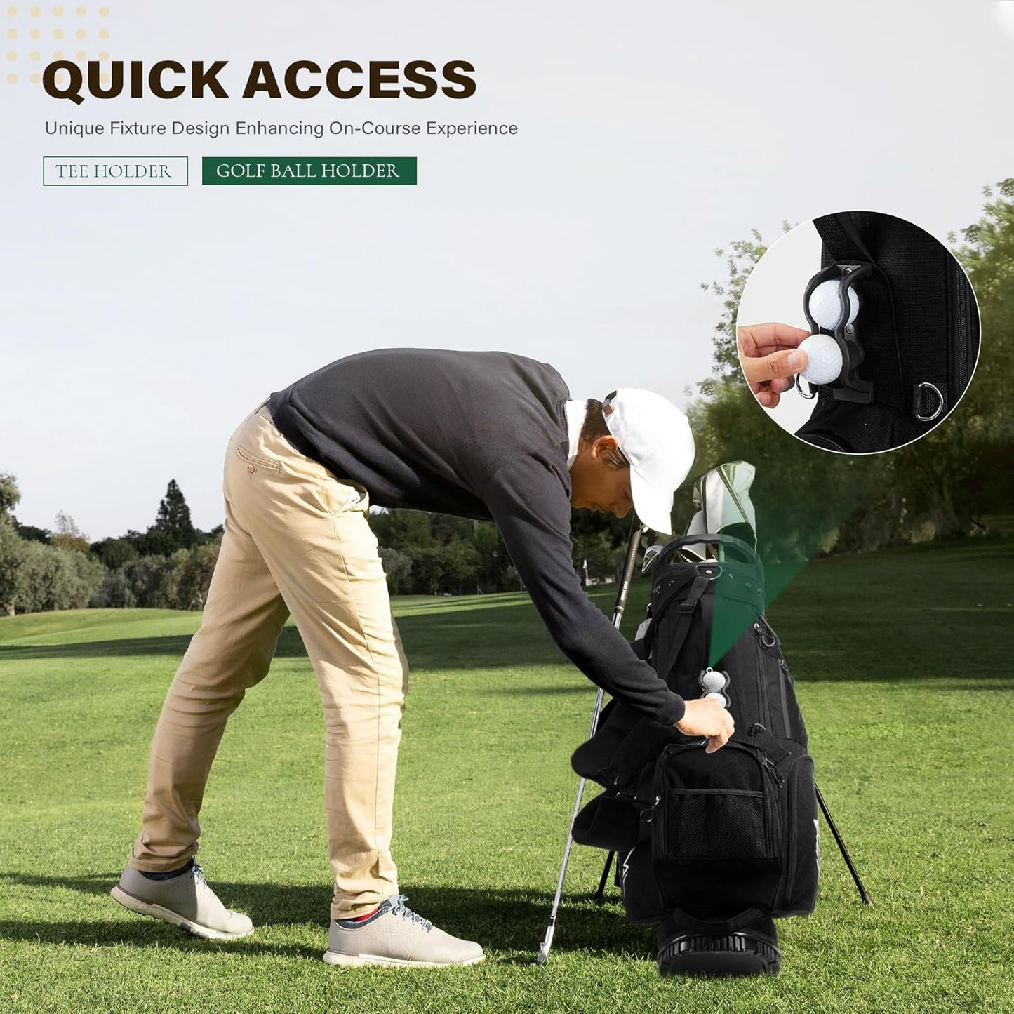 Golf Stand Bag with 7 Way Top Dividers, Lightweight Golf Bags for Men Women with Multiple Pockets, Dual Straps