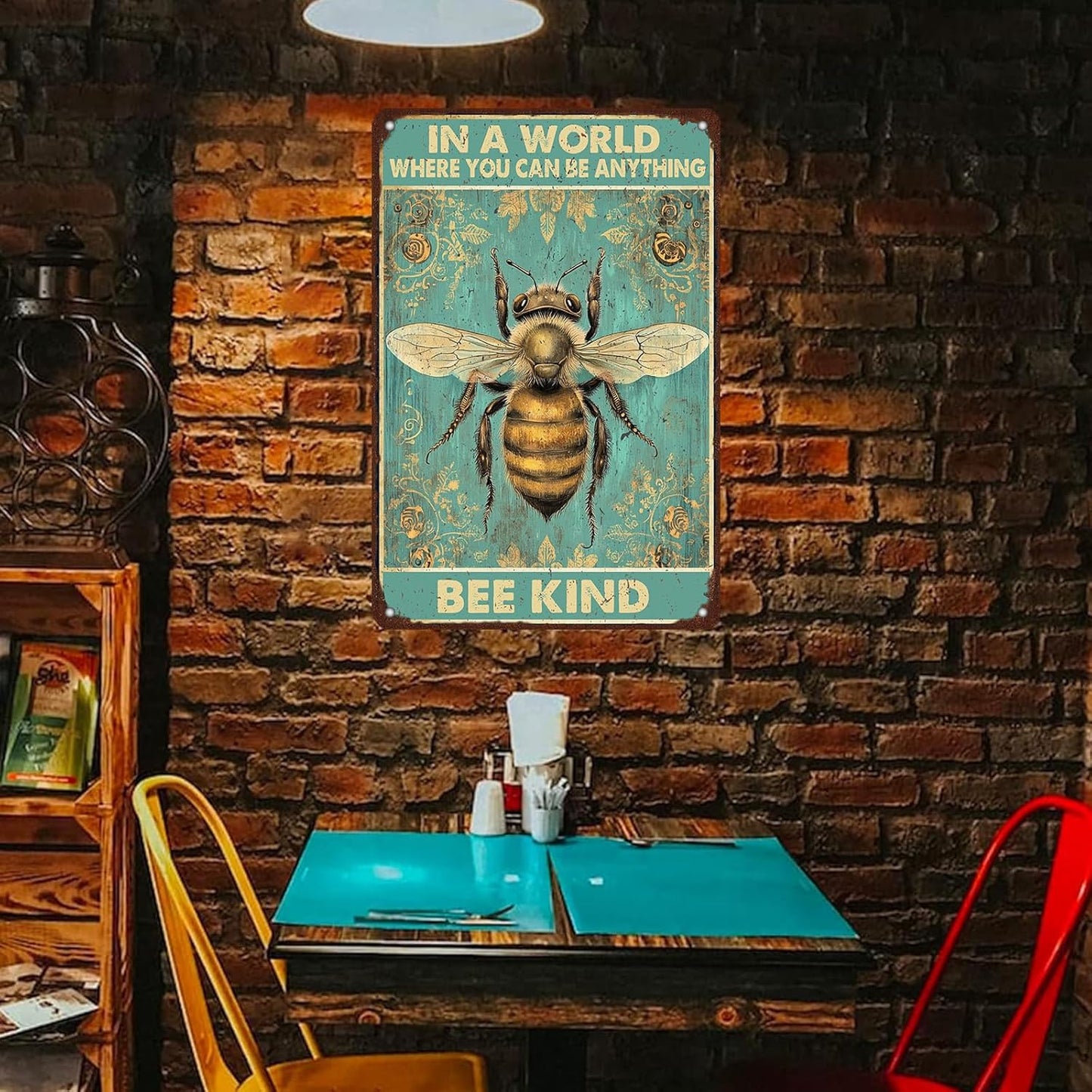 Vintage Metal Signs In A World Where You Can Be Anything Bee Kind Retro Iron Sign For Home Office Kitchen Bar Cafe Garden Farmhouse Wall Decor 12x8 Inch