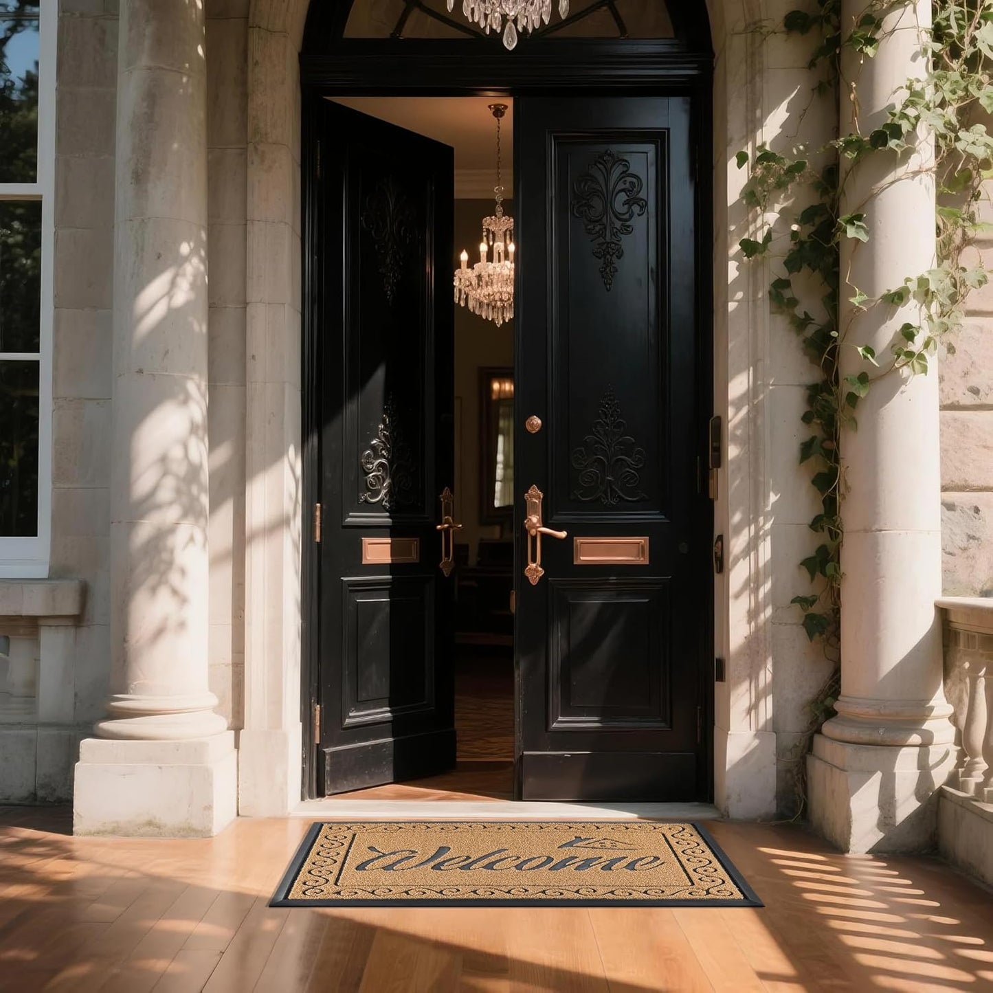 Yimobra Welcome Mat, Heavy Duty Sturdy Door Mats for Home Entrance Outdoor Indoor, Front Doormat for Outside Patio Floor Entry Porch Garage Office, Waterproof, Low Profile, 47 x 24, Yellow