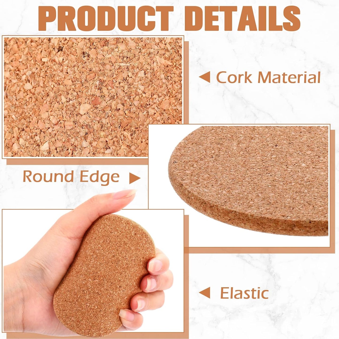 Lallisa 100 Pcs Cork Coasters for Drinks, Thick Absorbent Cork Coasters Bulk, Heat Resistant Plain Cup Mats for Gifts Reusable Circles Cup Pad for Wine Glass, Coffee Mug Crafts(Round)