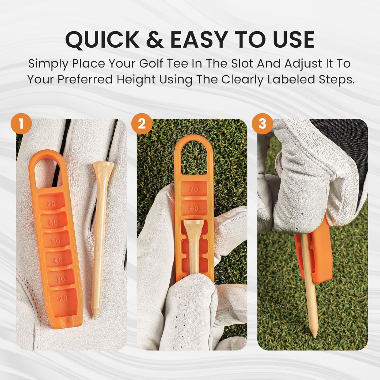 FINGER TEN Golf Tee Height Tool Value 3 Pack, Adjustable Setter Setup Adjuster for Consistent Swings, Durable Portable Golf Training Aid for Precision Tee Height