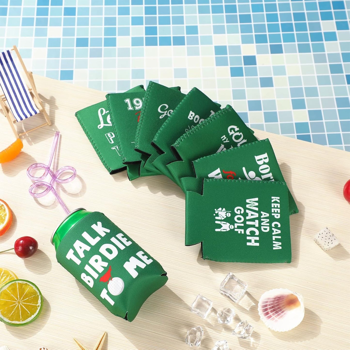 Domensi 32 Pcs Golf Gifts Funny Golf Party Themed Can Cooler Insulated Can Sleeve Bulk Golf Party Supplies for Golfer Game Outdoor Activities Decorations, 12 oz Can (Classic)