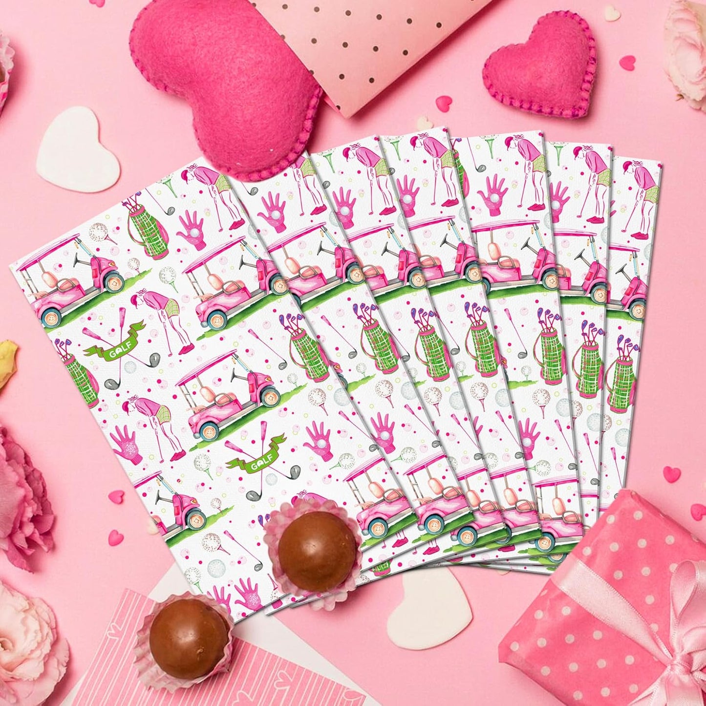 40Pcs Golf Disposable Paper Napkins Golf Ball Lunch Dinner Tableware Disposable Paper Napkin Pink White Golf Balls Party Themed for Birthday Party, Sporting Events, Picnics, Barbecues
