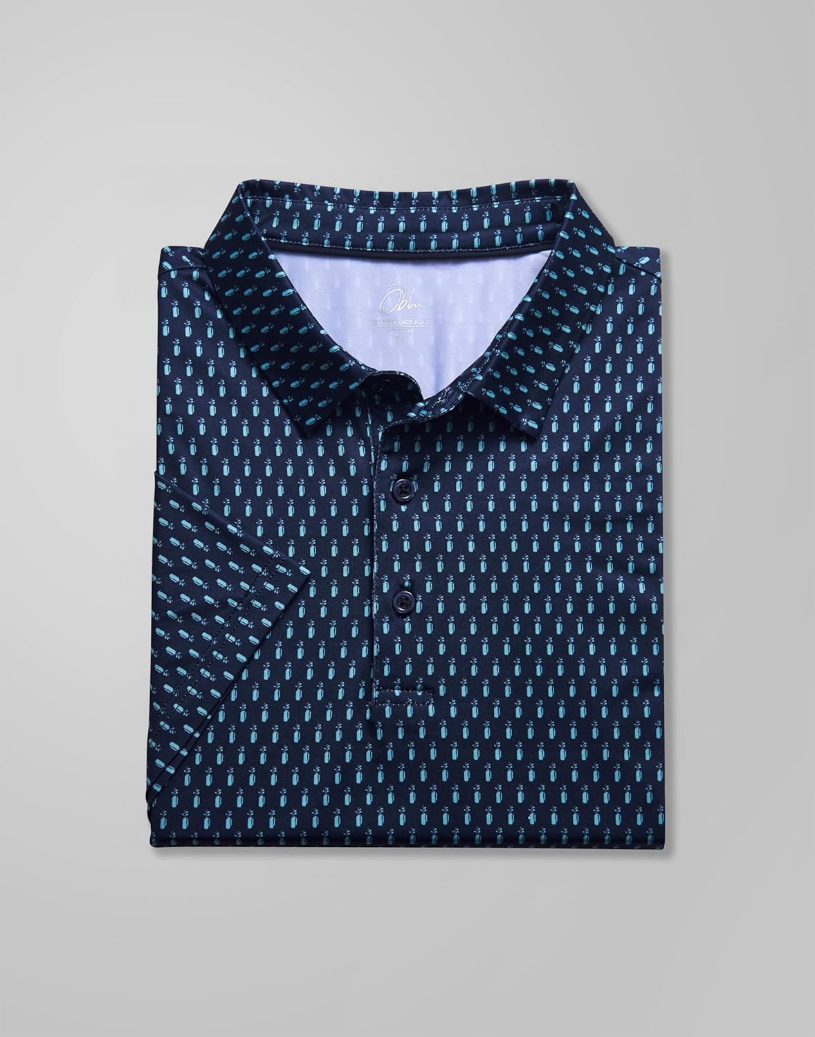 Obla Mens Golf Polo Shirts Short Sleeve Dry Fit Performance Moisture Wicking Casual Print Collared Golf Shirts for Men