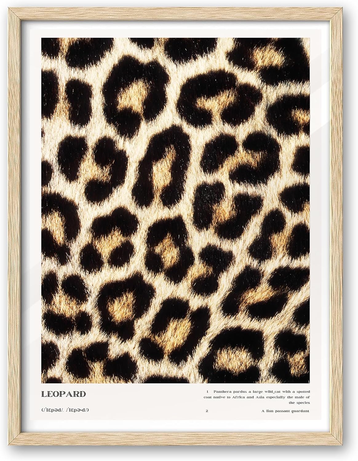 iHery Natural OAK Wood Leopard Pattern Framed Wall Art, 12x16 in Above Bed Bedroom Canvas Wall Decor, Trendy Black Rosettes Abstract Bathroom Wall Art Decor, Set of 1 Abstract Dorm Poster for Bedroom
