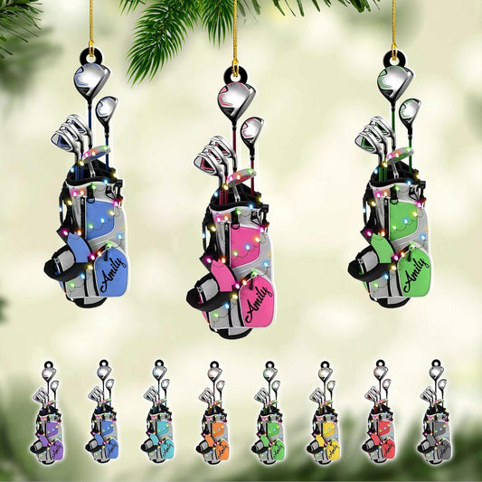 Personalized Golf Ornaments for Christmas Tree 2025 Custom Golf Christmas Ornament Golfing Bag Ornament Sports Golf Cart Ornaments Gift for Golfer Bag Golfing Lovers Hanging Decoration (G6)