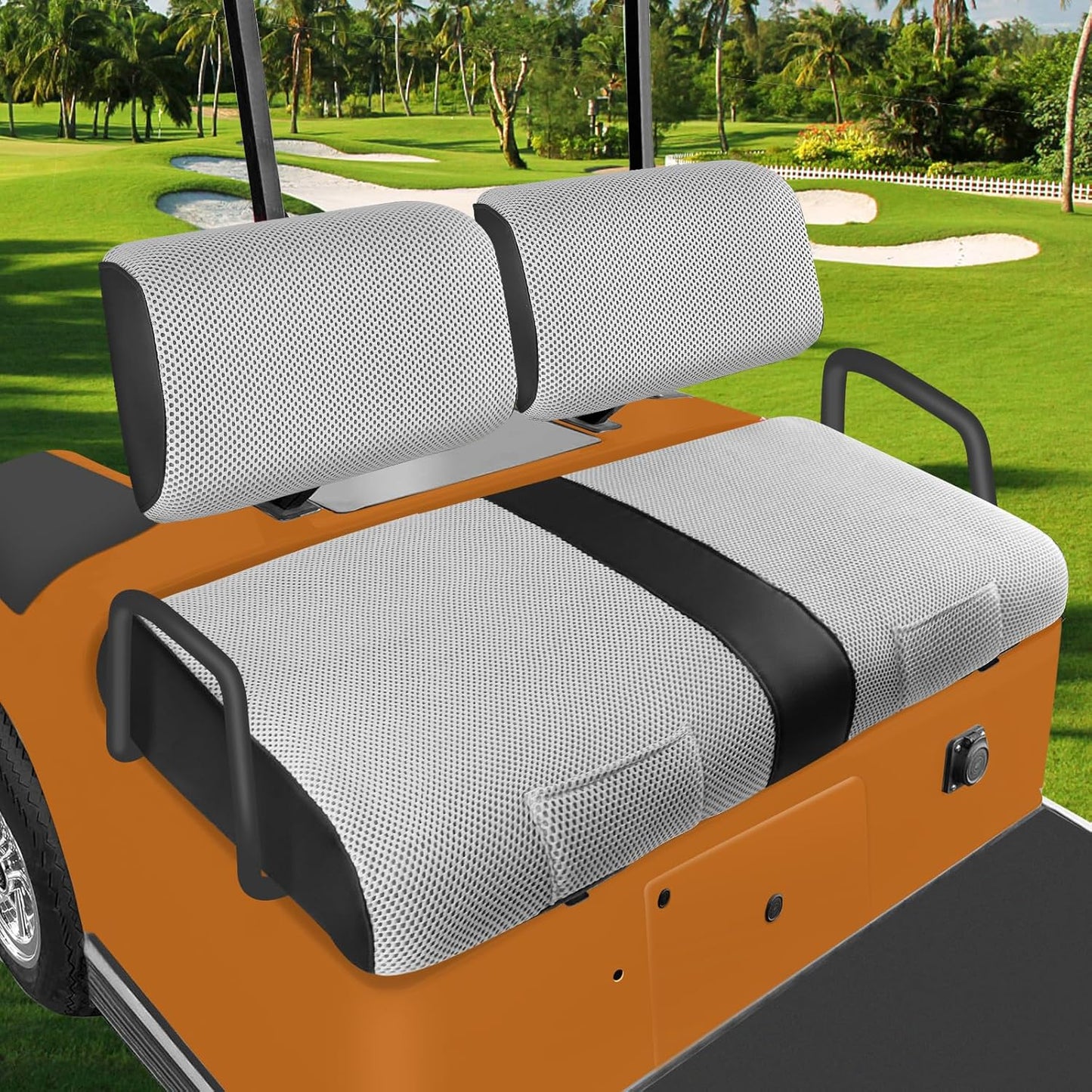 Golf Cart Seat Covers For Yamaha G2 G8 G9 G16 G19 G22 Seat Cover OEM Front,Breathable Fabric and Leather Front Seat Cover Like Gloves,Full Wrap-Around Design of Yamaha G22 Golf Cart Front Seat Cover